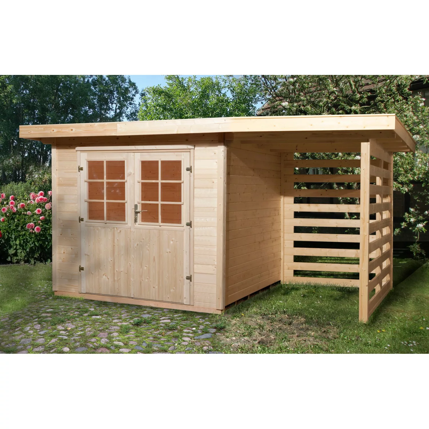 OBI Outdoor Living Holz-Gartenhaus La Spezia Flachdach 385 cm x 314 cm günstig online kaufen