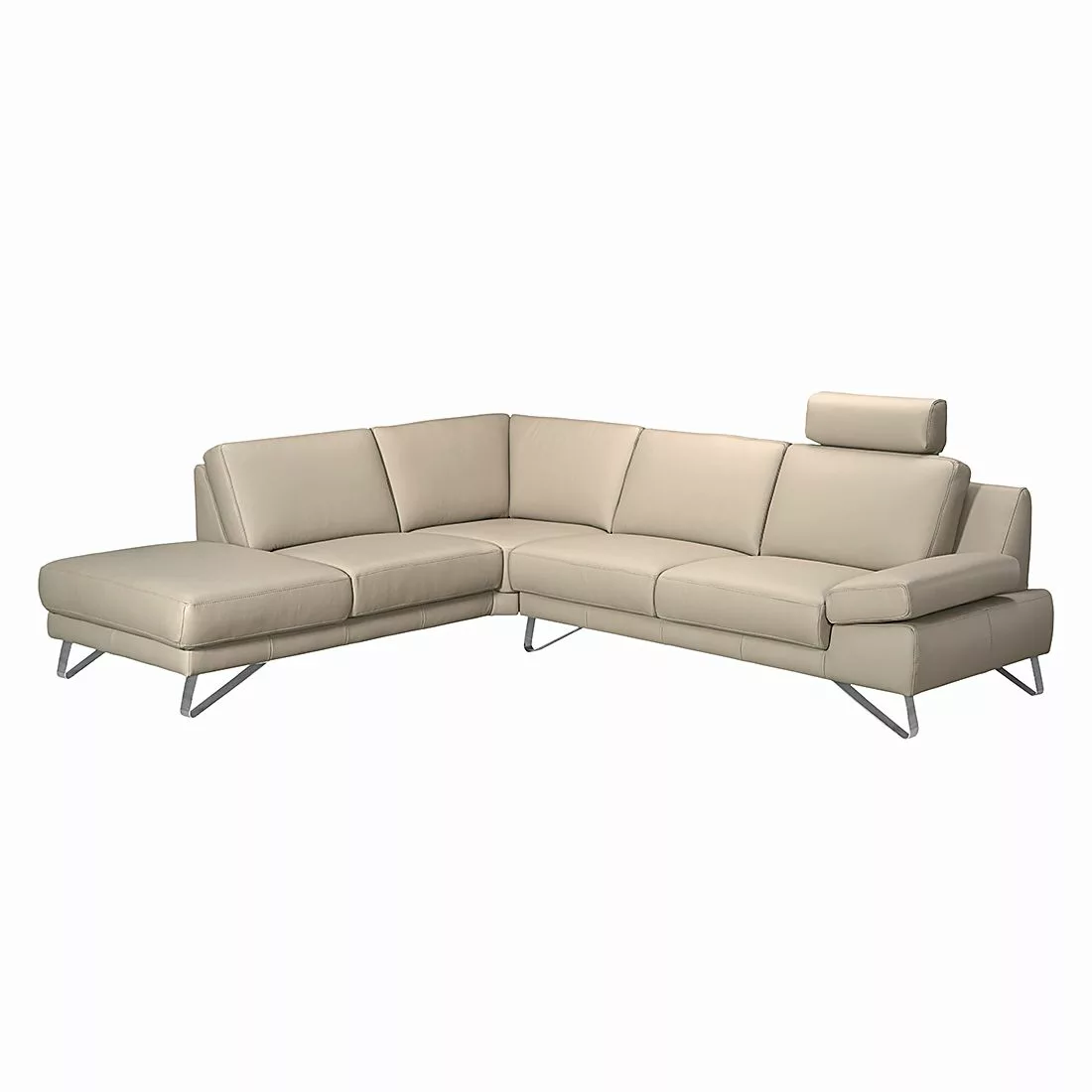 home24 loftscape Ecksofa Silvano 2,5-Sitzer Taupe Kunstleder 270x81x232 cm günstig online kaufen