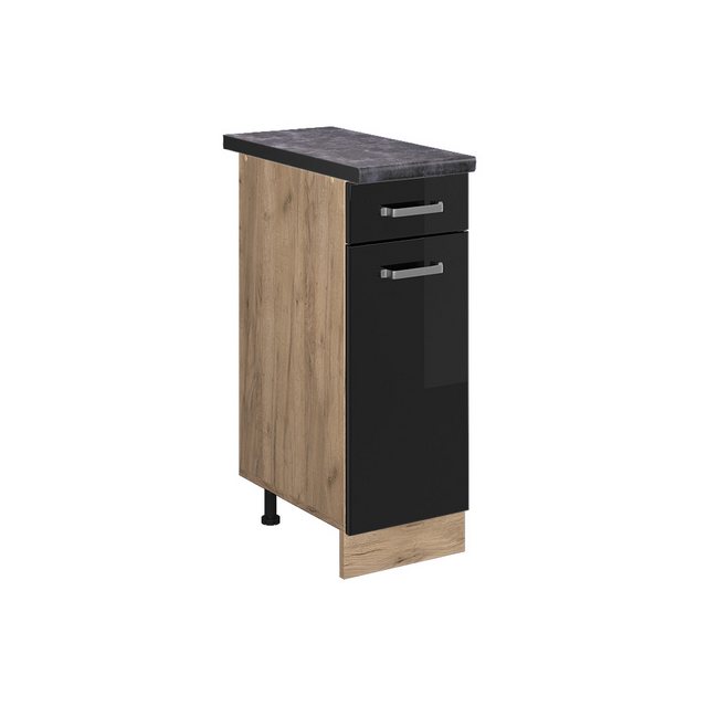 Vicco Unterschrank R-Line, Schwarz Hochglanz/Goldkraft Eiche, 30 cm, AP Ant günstig online kaufen