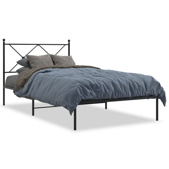 vidaXL Bettgestell, Bettrahmen mit Kopfteil Metall Schwarz 107x203 cm günstig online kaufen