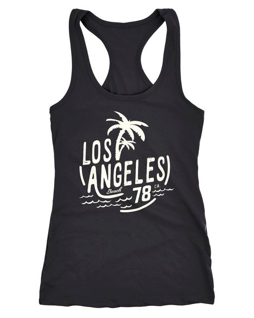 Neverless Tanktop Damen Tank-Top Shirt Los Angeles Beach Surf Aufdruck Race günstig online kaufen