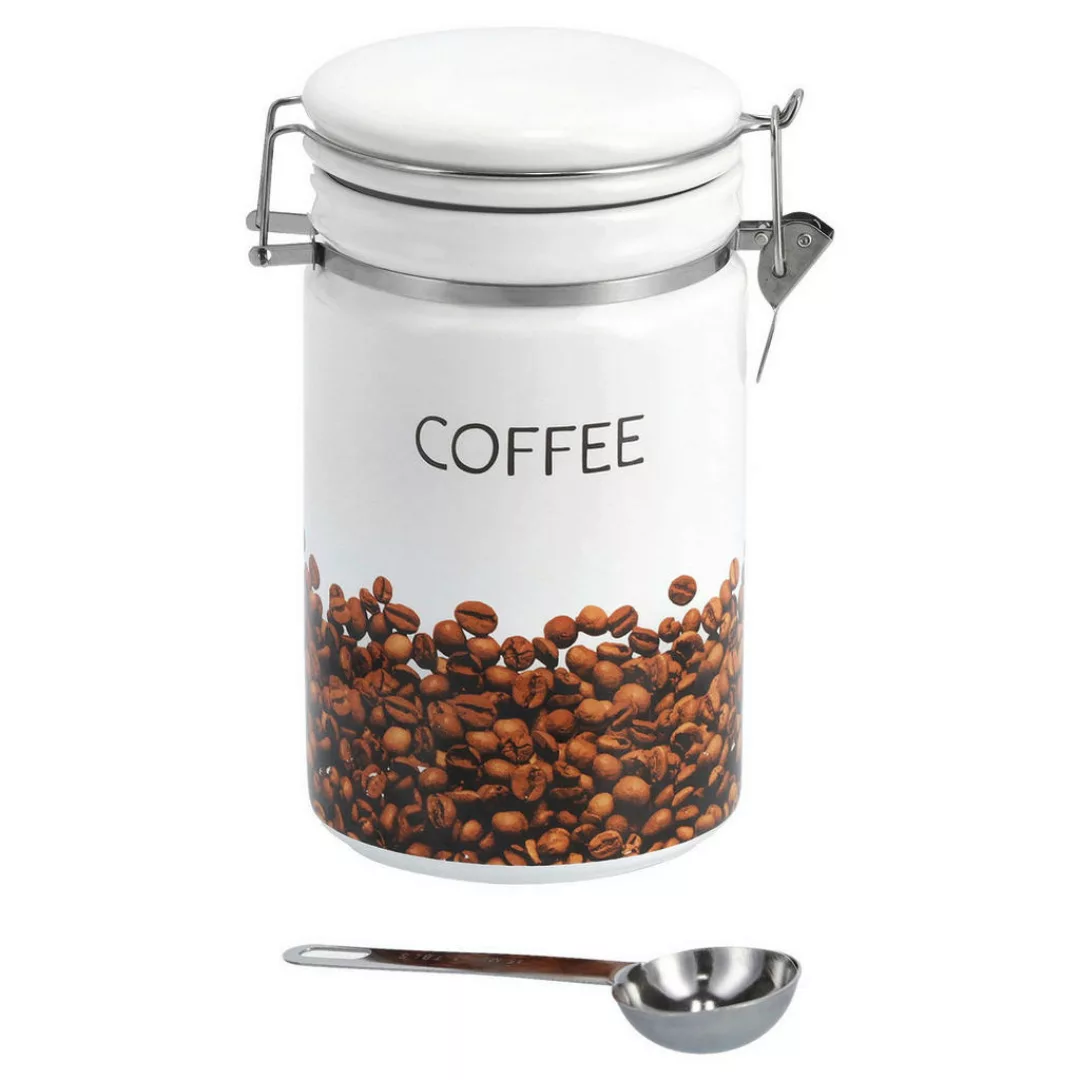 Zeller Kaffeedose mit Löffel weiß Keramik B/H/L: ca. 11x19,5x16 cm günstig online kaufen