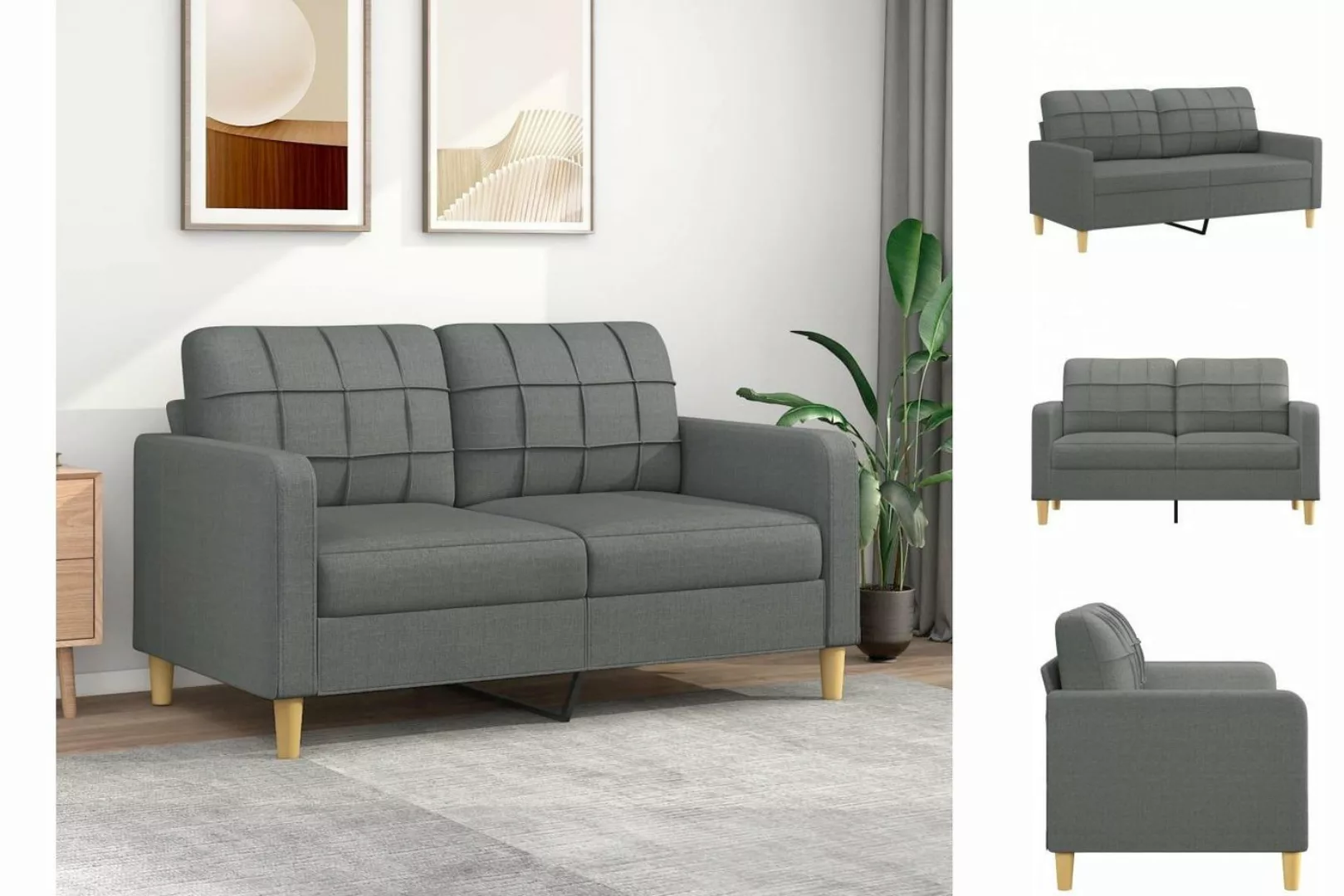 vidaXL Sofa 2-Sitzer-Sofa Couch Dunkelgrau 140 cm Stoff günstig online kaufen