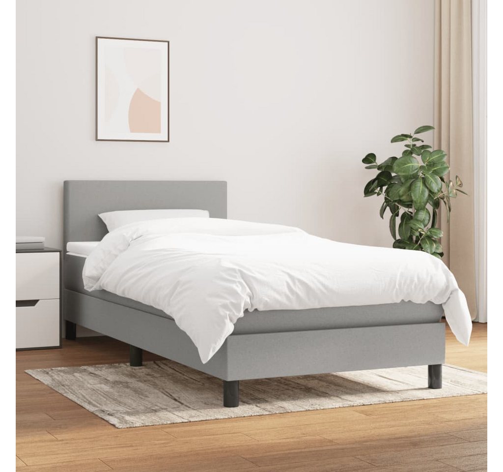 vidaXL Boxspringbett Boxspringbett mit Matratze Hellgrau 100x200 cm Stoff B günstig online kaufen