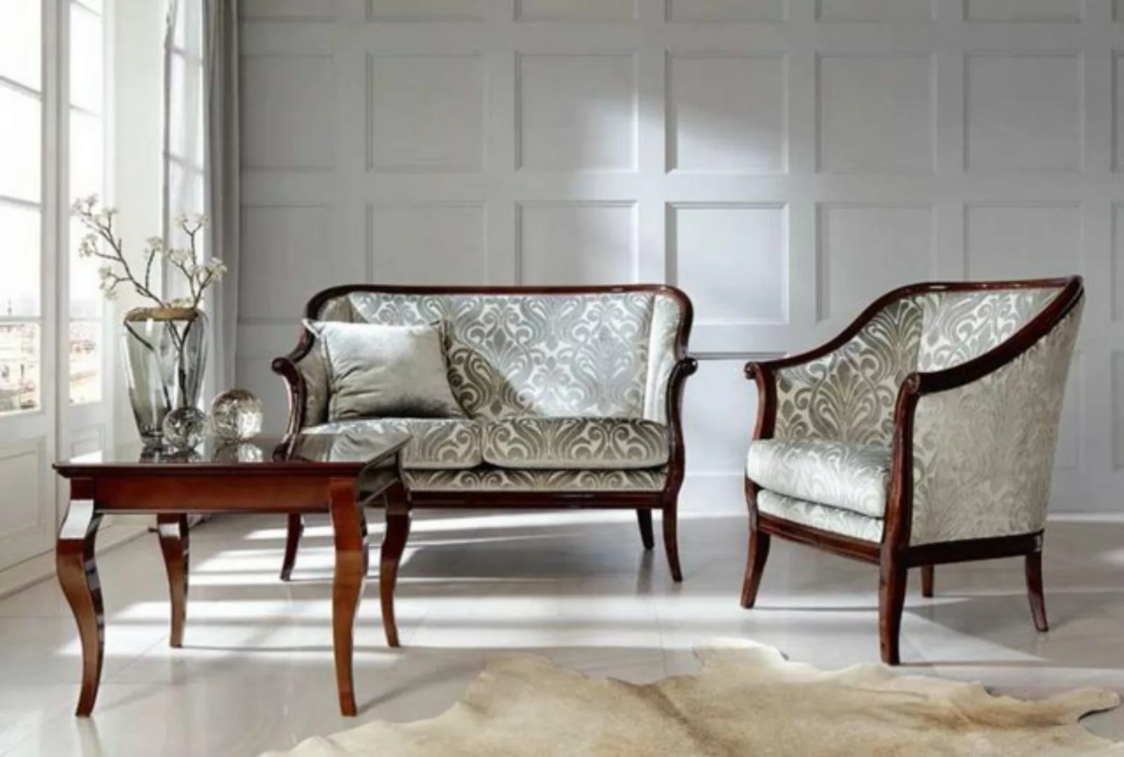 JVmoebel Sofa, Zweisitzer Luxus Sofa 2 Sitzer Stoff Grau Wohnzimmer Klassis günstig online kaufen
