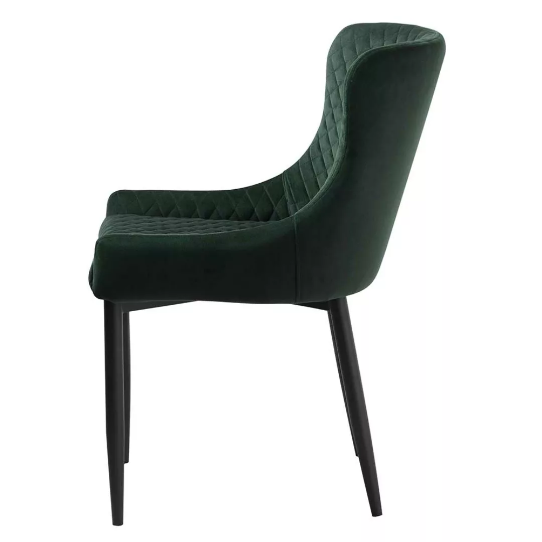 Samt Esszimmerstühle in Grün Metallgestell (2er Set) günstig online kaufen