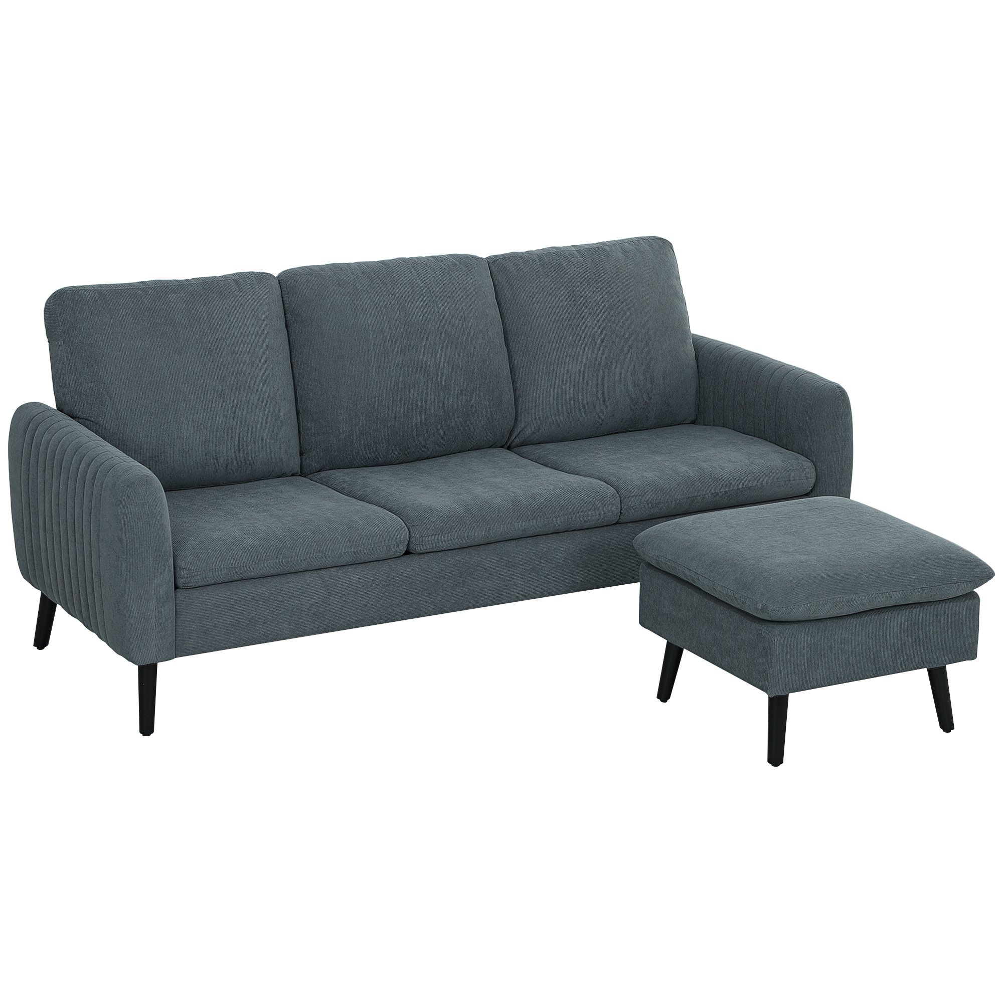 HOMCOM Ecksofa mit Schlaffunktion Sofa mit Fußhocker, 3 Wurfkissen, Eckcouc günstig online kaufen