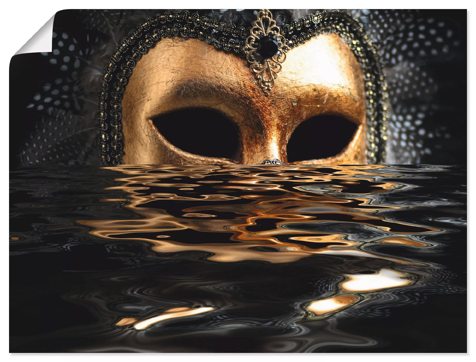 Artland Wandbild »Venezianische Maske mit Blattgold«, Karneval, (1 St.) günstig online kaufen