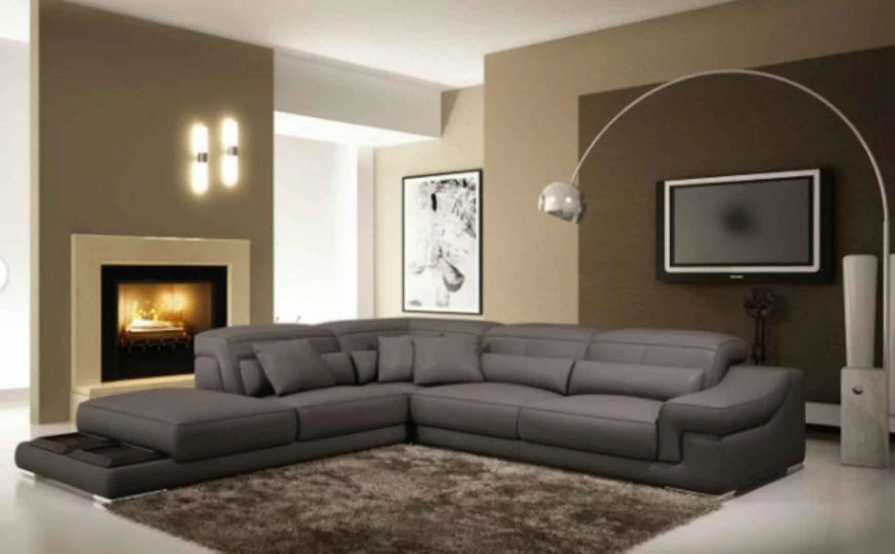 JVmoebel Ecksofa Ecksofa L-Form Design Sofa Ecksofa Couch Leder Polster Tex günstig online kaufen