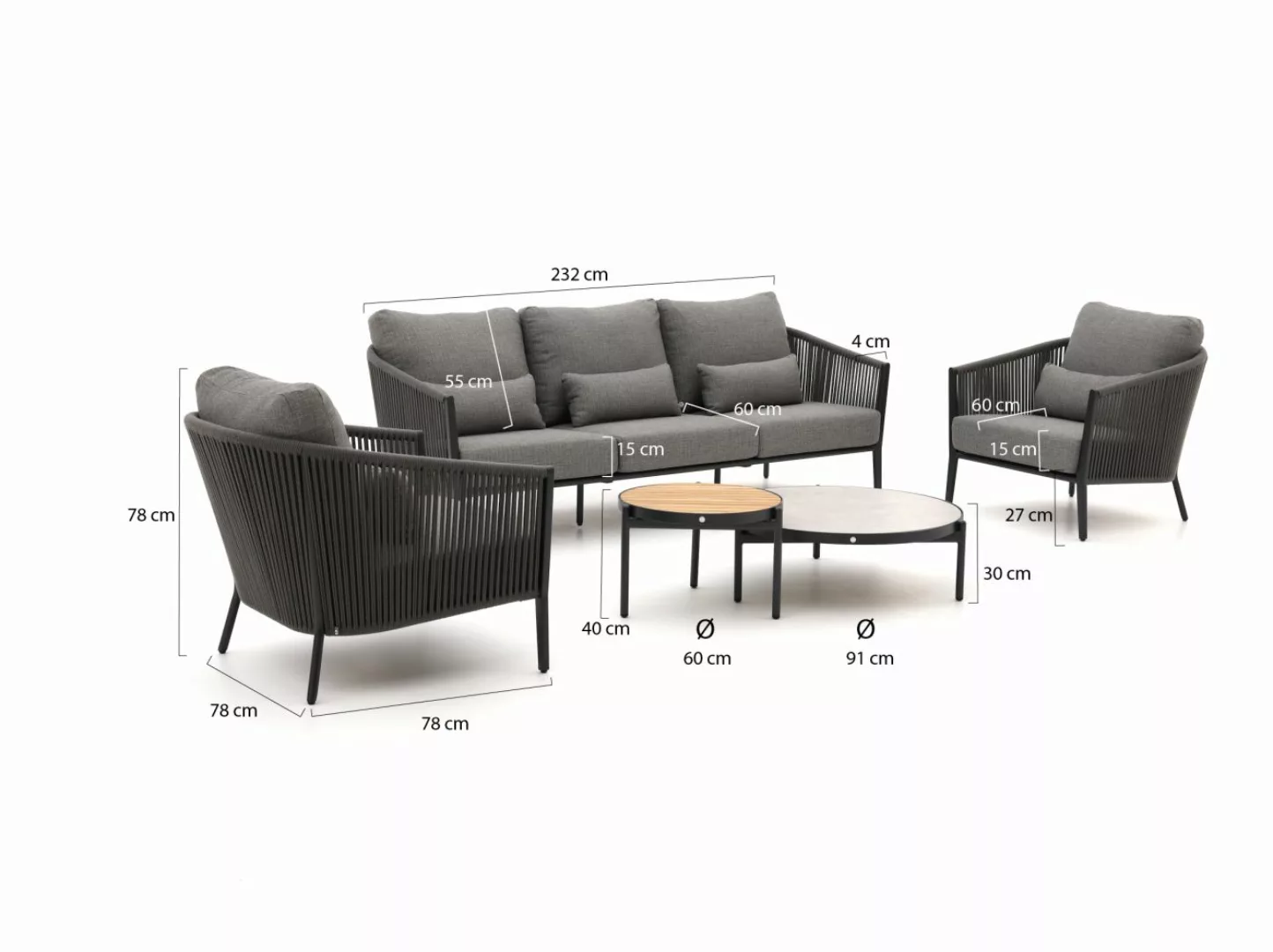 SUNS Avero Sessel-Sofa Lounge-Set 5-teilig günstig online kaufen