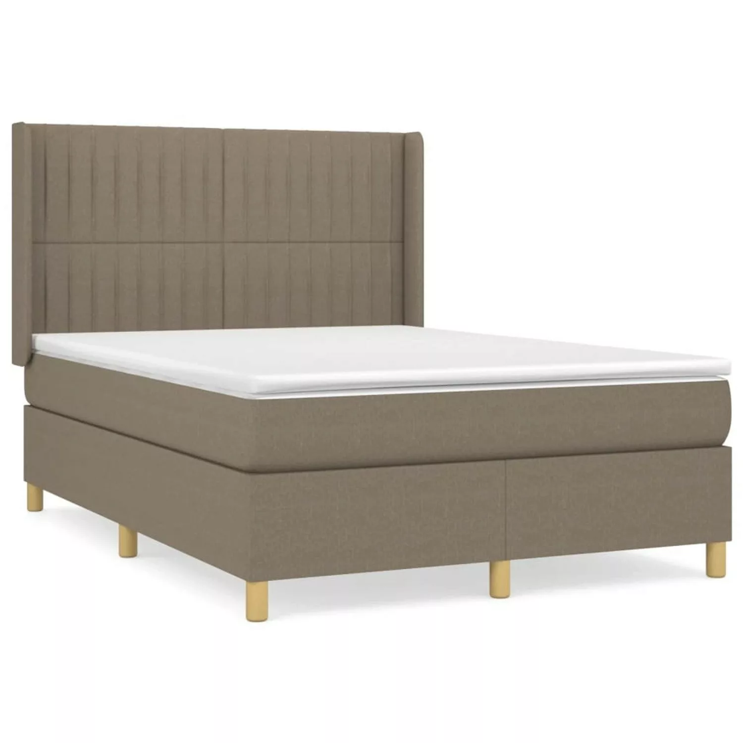 Vidaxl Boxspringbett Mit Matratze Taupe 140x200 Cm Stoff günstig online kaufen