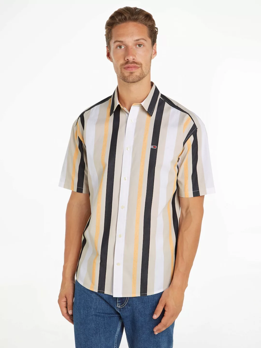 Tommy Jeans Kurzarmhemd "TJM RLX STRIPES SHIRT", mit mehrfarbigen Streifen günstig online kaufen