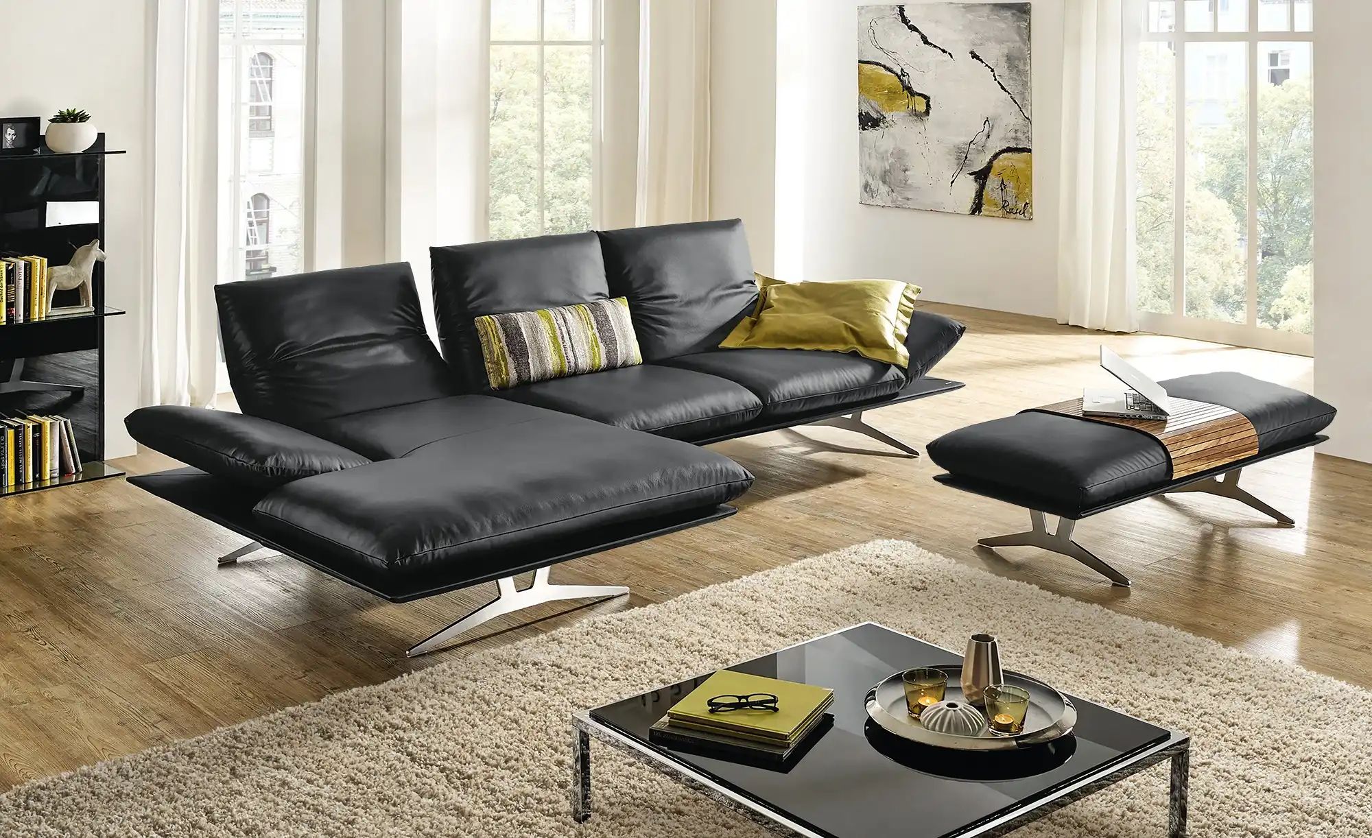 KOINOR Ecksofa Echtleder Francis ¦ schwarz ¦ Maße (cm): B: 314 H: 93 T: 159 günstig online kaufen