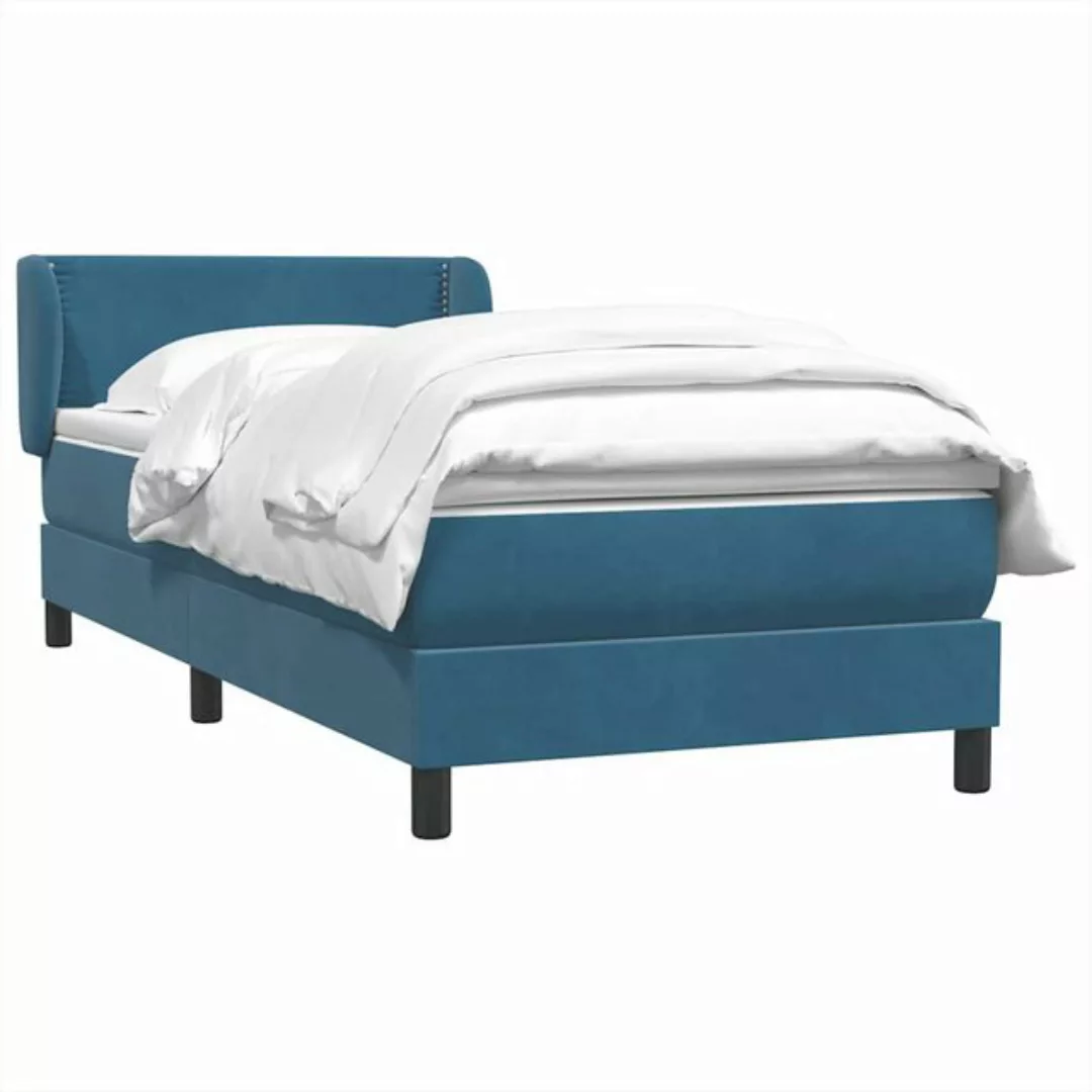 vidaXL Bett Boxspringbett mit Matratze Dunkelblau 100x220 cm Samt günstig online kaufen