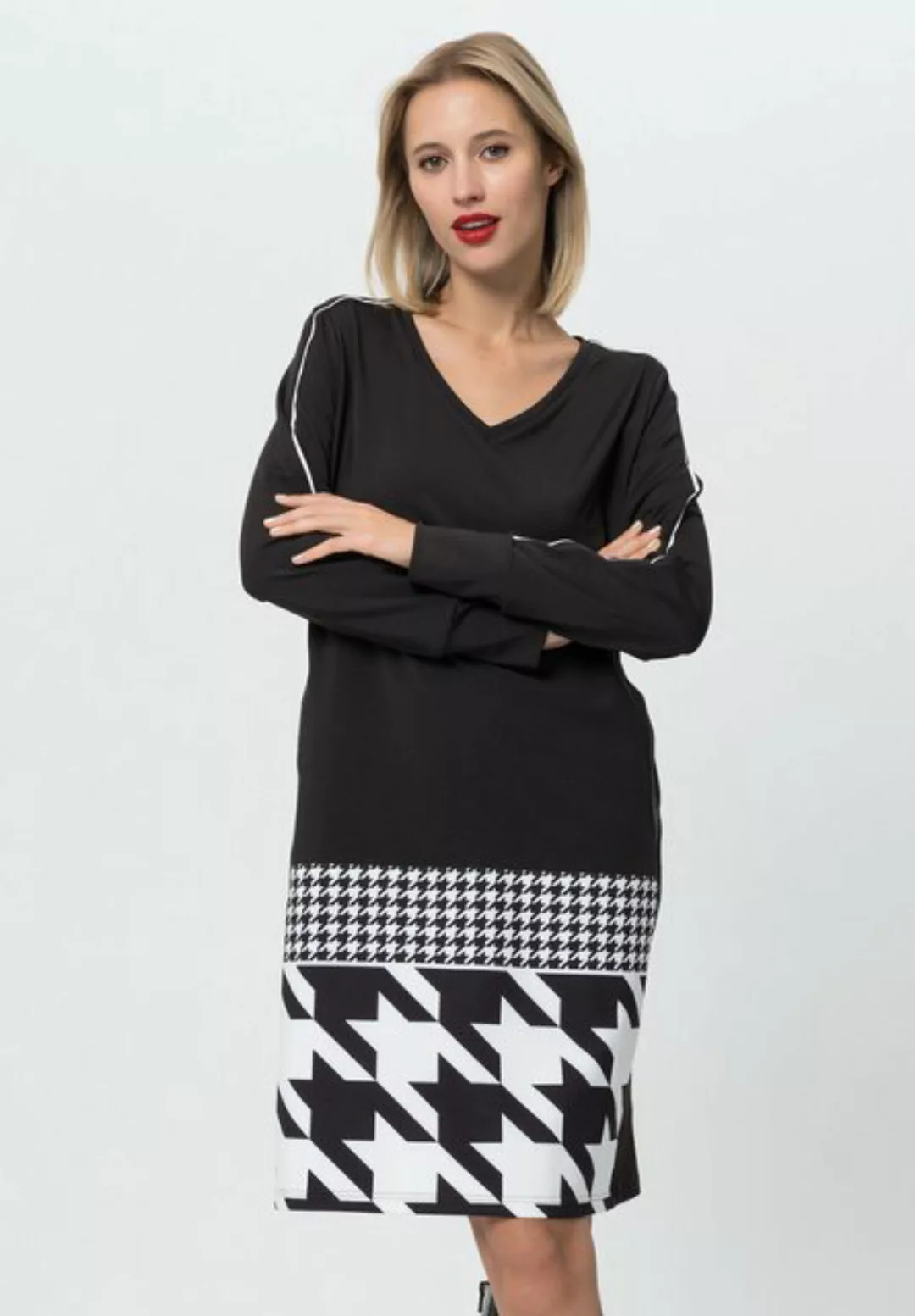 TUZZI Jerseykleid mit Hahnentrittoptik am Saum günstig online kaufen