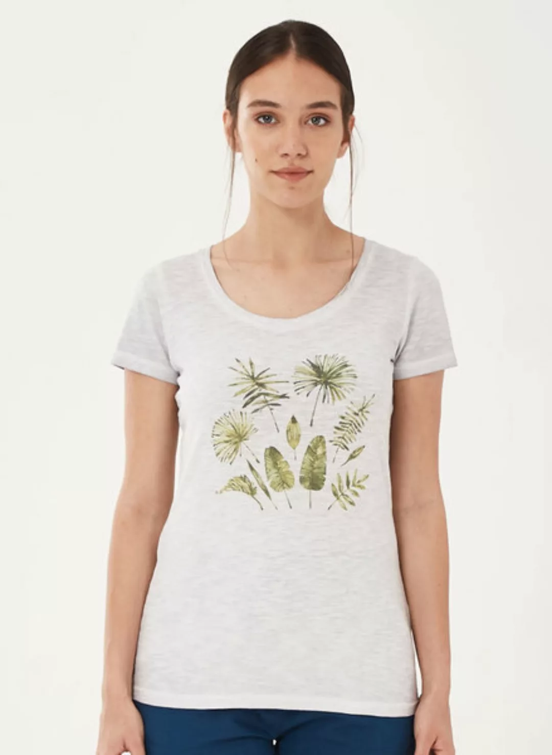 Garment Dyed T-shirt Aus Bio-baumwolle Mit Blatt-print günstig online kaufen