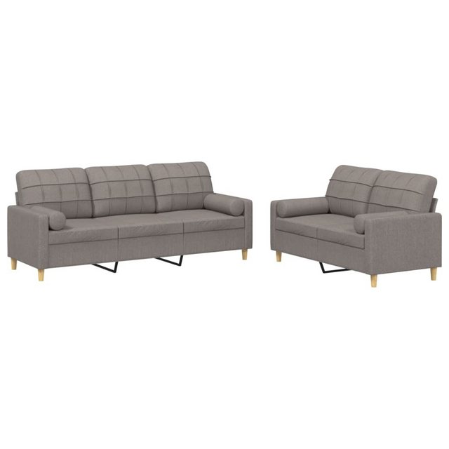 vidaXL Sofa Sofagarnitur mit Kissen Stoff, mit Zierkissen, Taupe günstig online kaufen