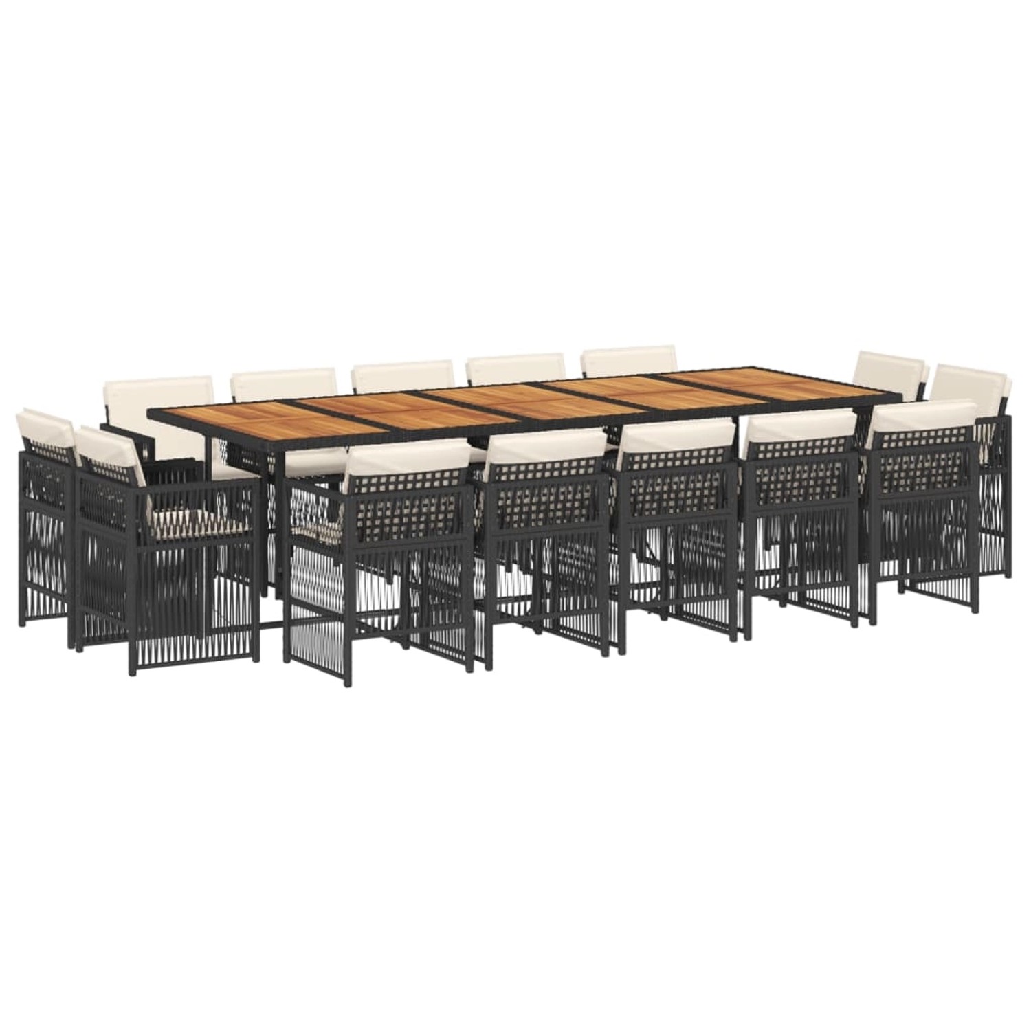 vidaXL 15-Tlg Garten-Essgruppe mit Kissen Schwarz Poly Rattan 3211059 günstig online kaufen
