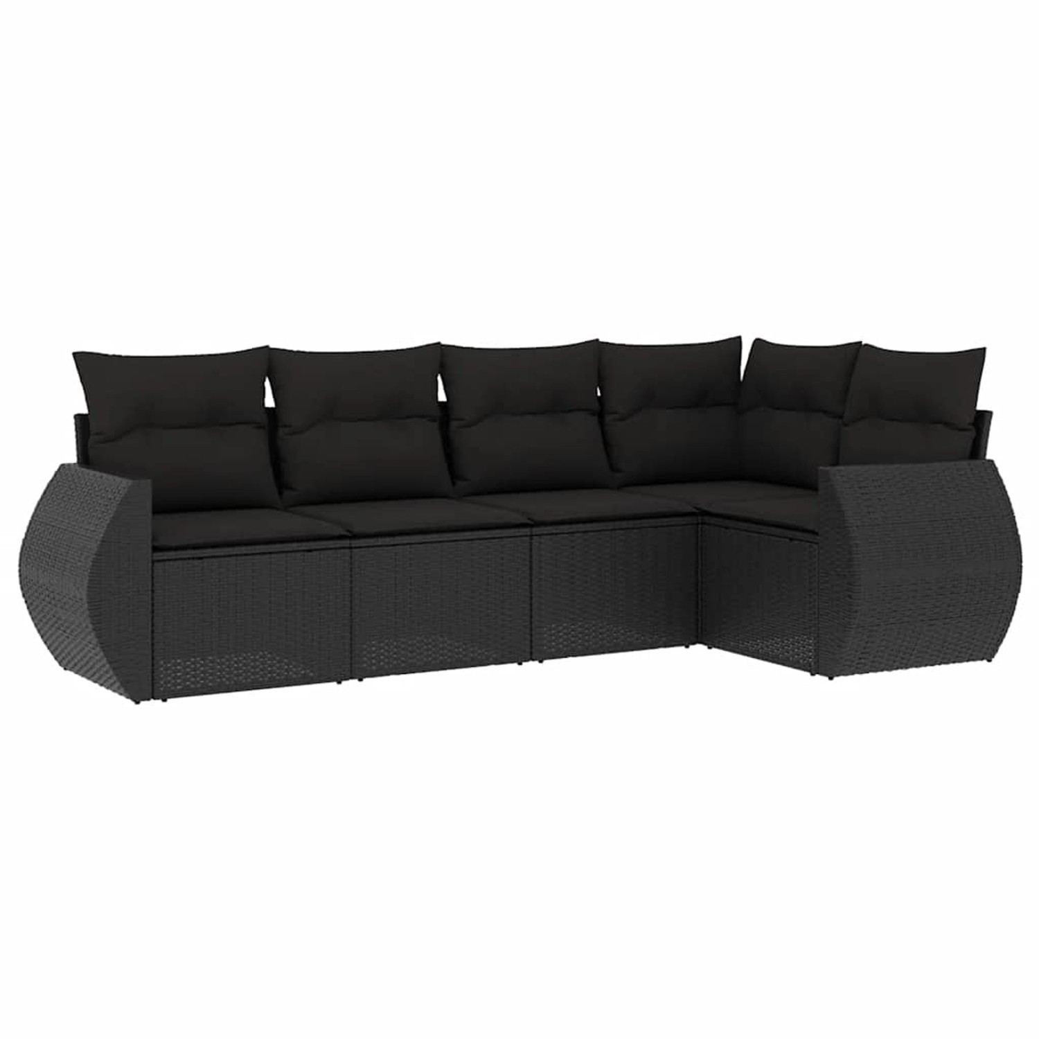 vidaXL 5-Tlg Garten-Sofagarnitur mit Kissen Schwarz Poly Rattan 3253662 günstig online kaufen