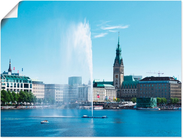 Artland Poster »Hamburg Alsterfontäne mit Rathaus«, Deutschland, (1 St.), a günstig online kaufen