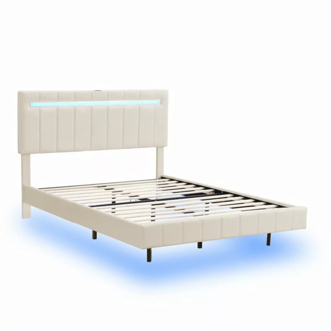 IDEASY Bettgestell Polsterbett 140 x 200 cm, gepolsterter Schwebebettrahmen günstig online kaufen