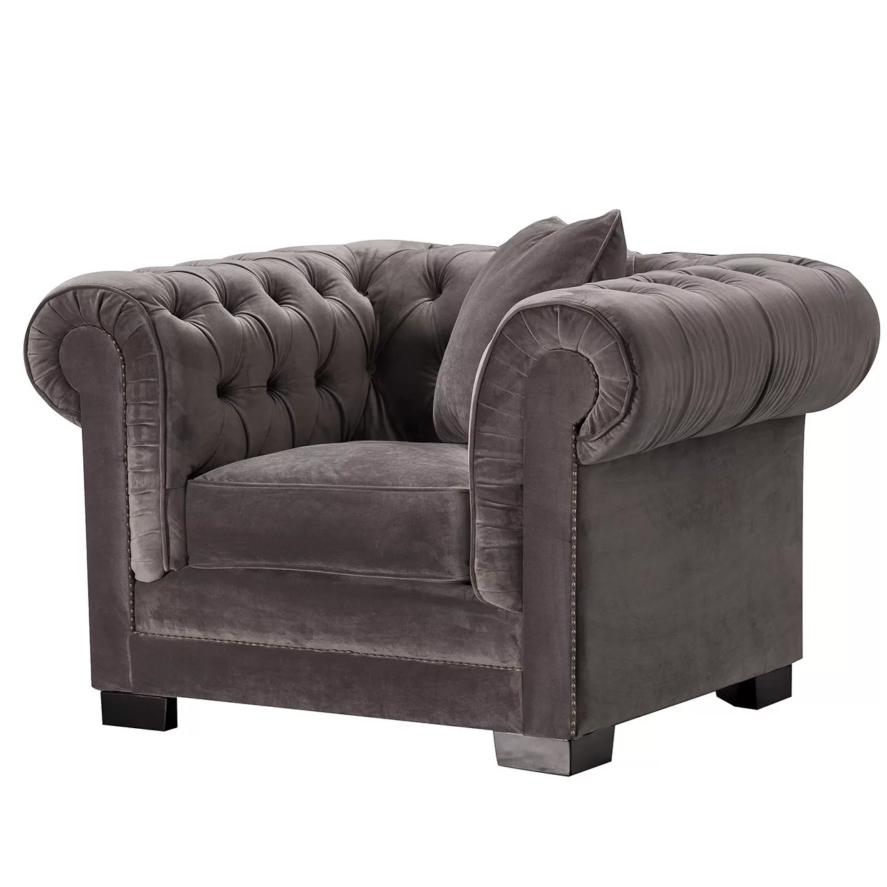 Sessel Chesterfield Classic Velvet Dark Grey, 118 x 96 x 77 cm günstig online kaufen