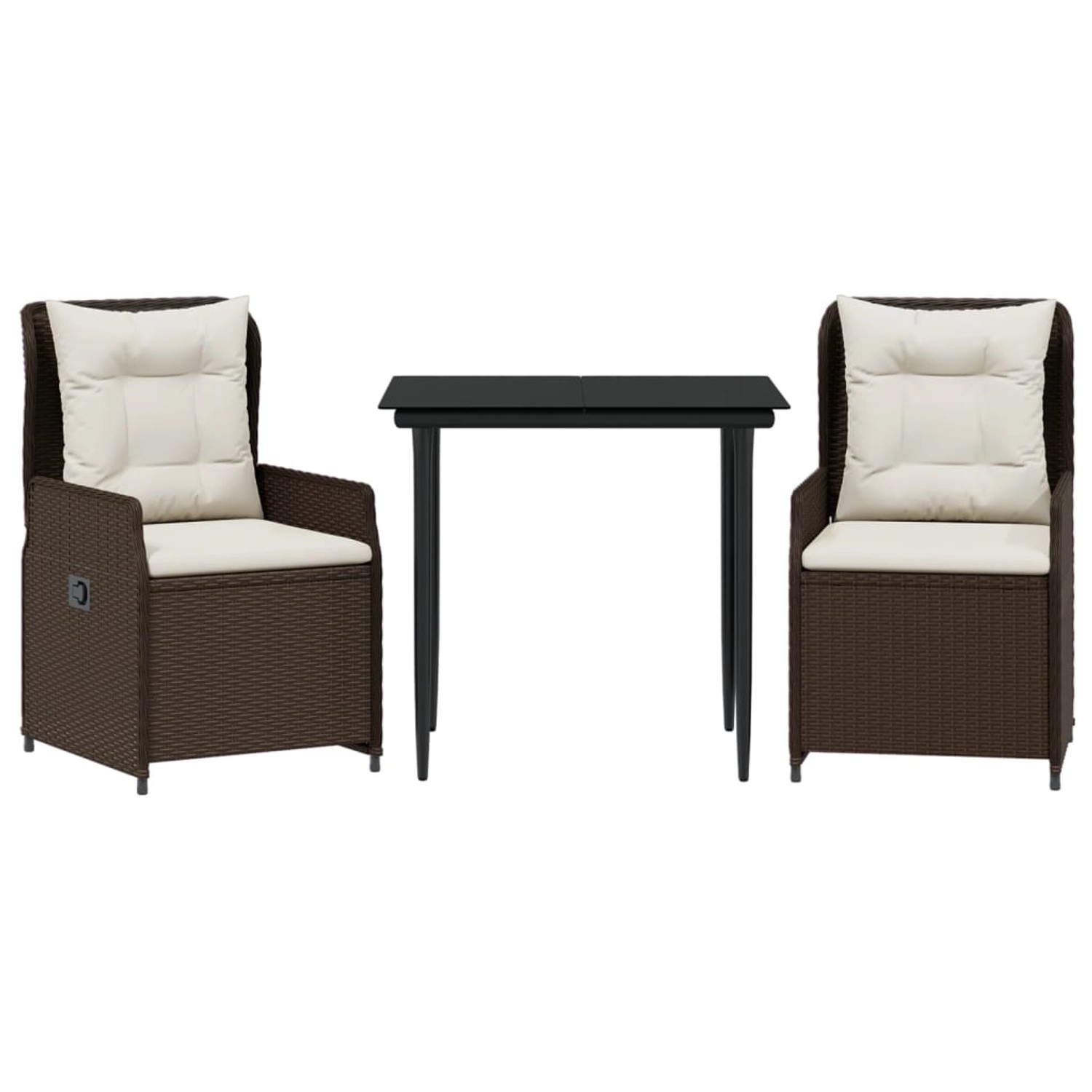 vidaXL 3-Tlg Garten-Essgruppe mit Kissen Braun Poly Rattan 3262840 günstig online kaufen