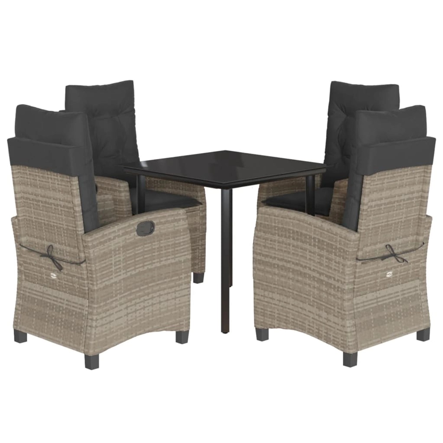 vidaXL 5-Tlg Garten-Essgruppe mit Kissen Hellgrau Poly Rattan 3212853 günstig online kaufen