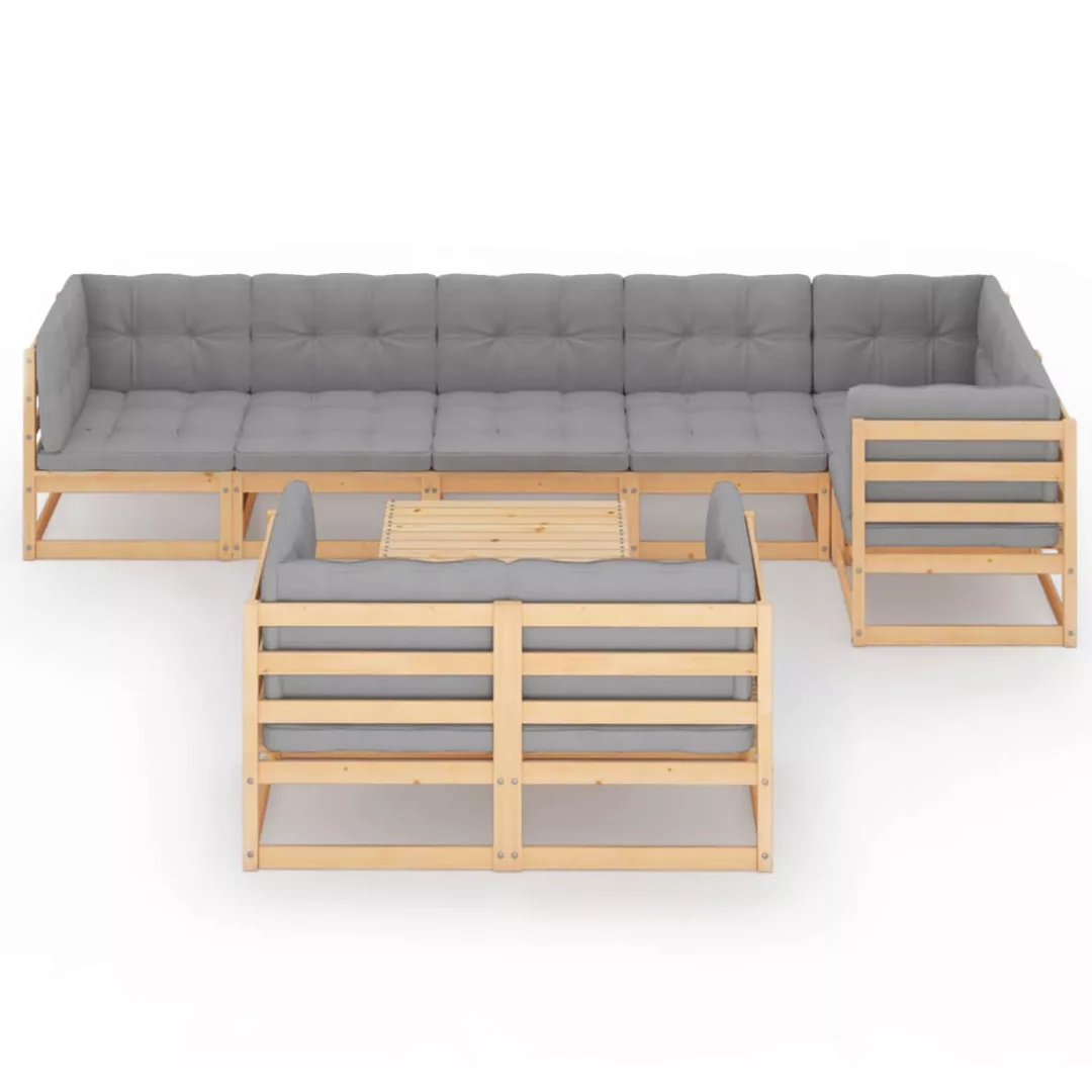 9-tlg. Garten-lounge-set Mit Kissen Kiefer Massivholz günstig online kaufen