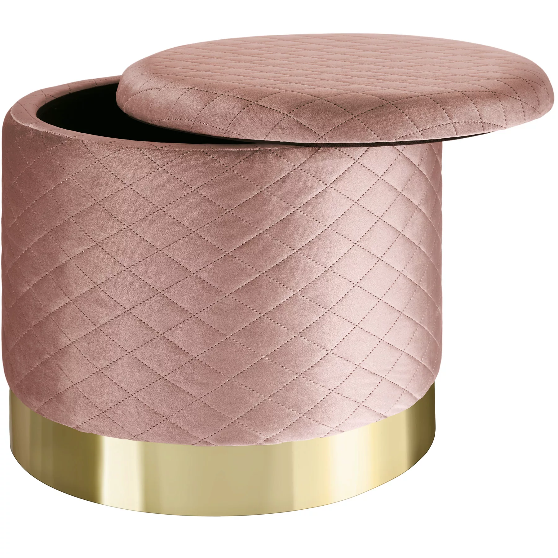 Sitzhocker Coco gepolstert in Samtoptik 300kg mit Stauraum - rosa günstig online kaufen