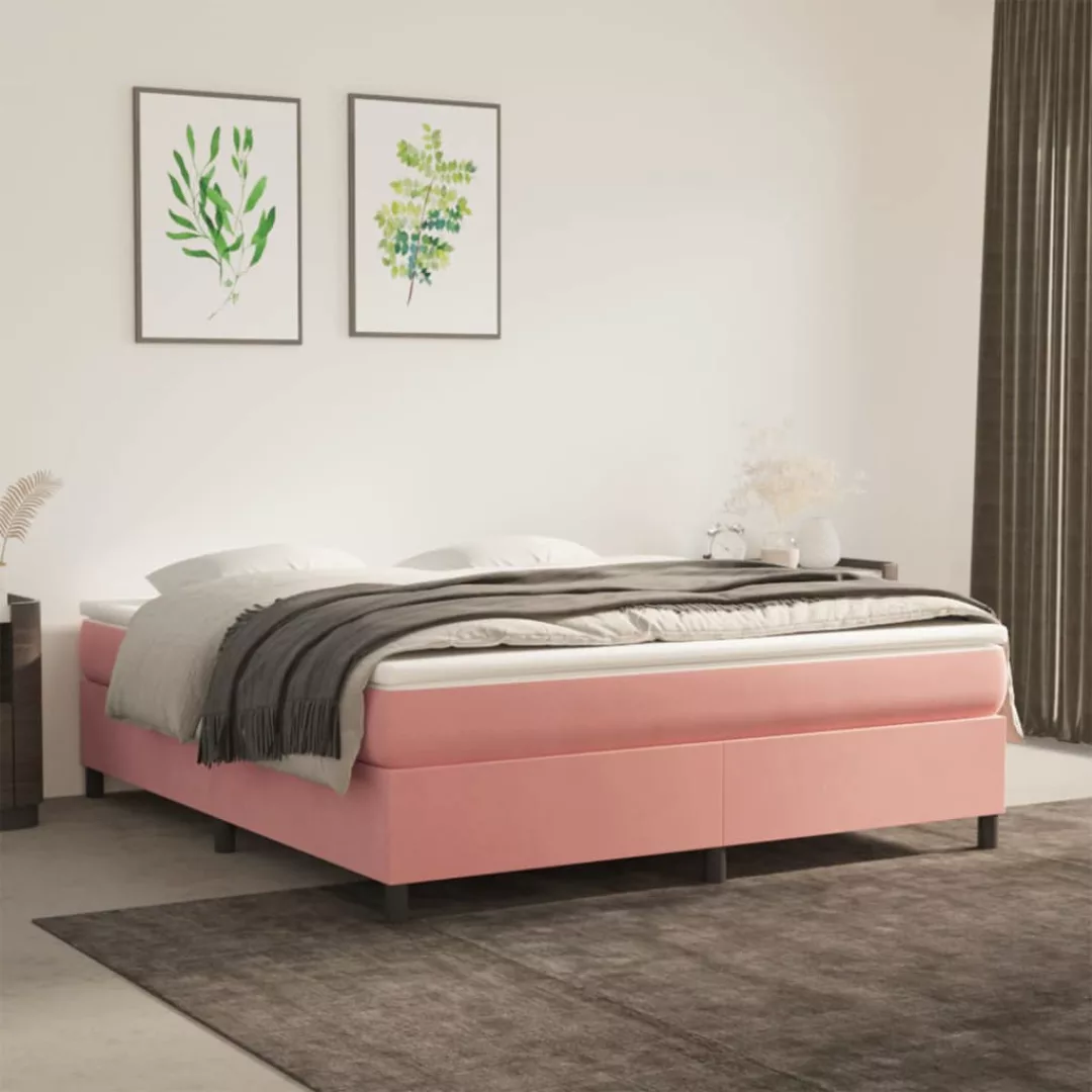 vidaXL Boxspringbett mit Matratze Rosa 200x200 cm Samt1386934 günstig online kaufen