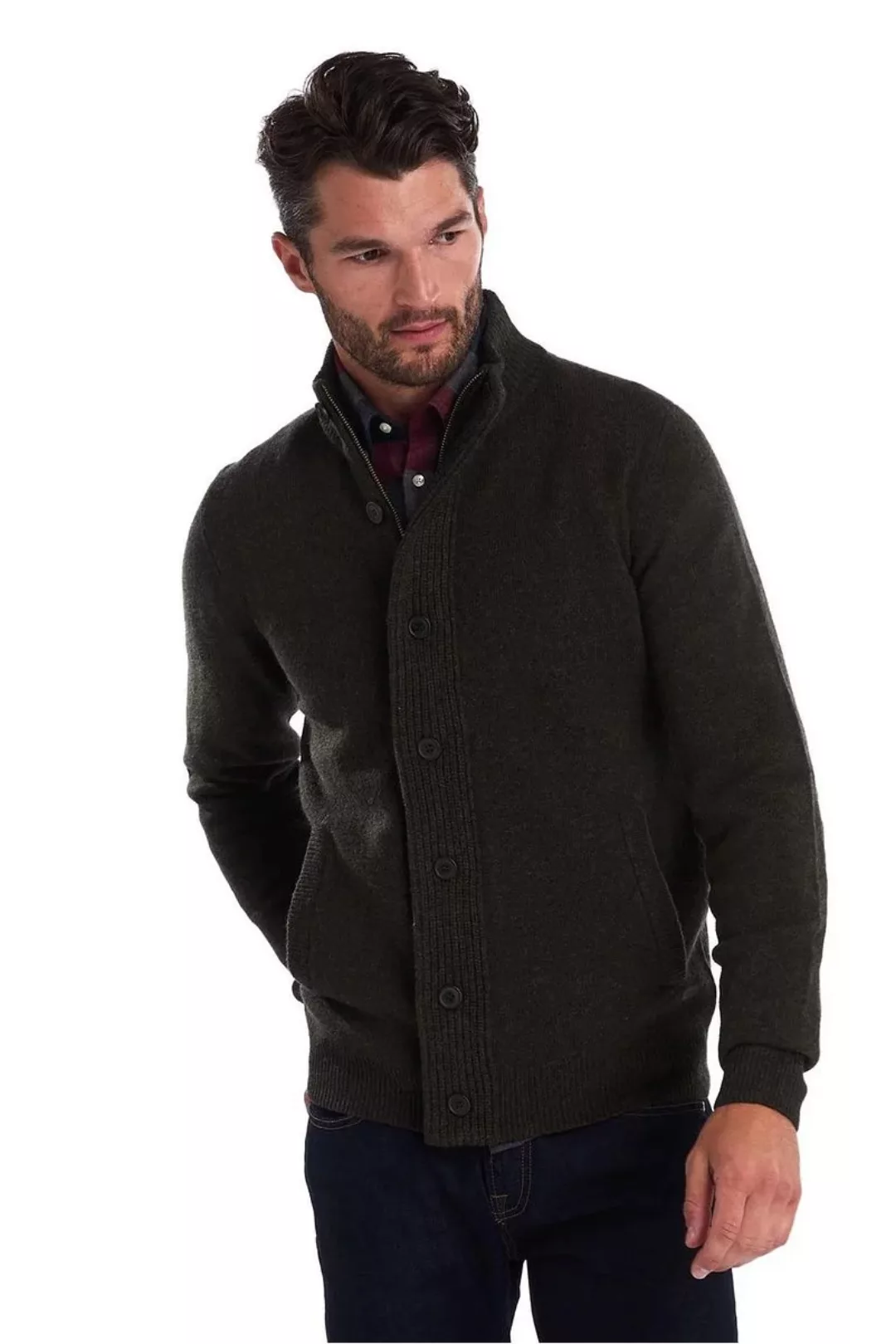 Barbour Zip Pull Lambswool Dunkelgrün - Größe M günstig online kaufen