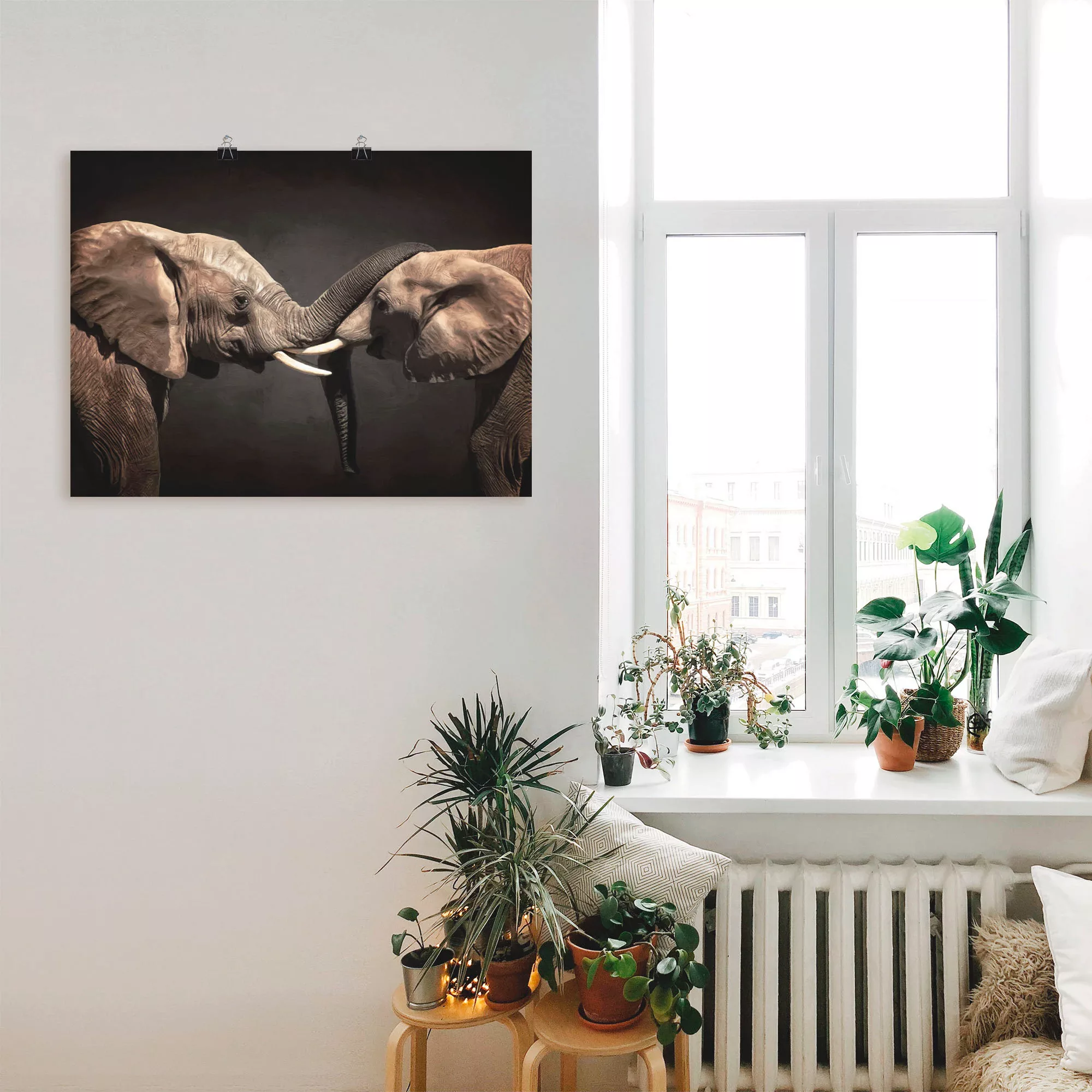 Artland Wandbild "Zwei Elefanten", Wildtiere, (1 St.), als Leinwandbild, Po günstig online kaufen