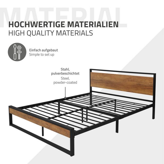 ML-DESIGN Metallbett Einzelbett Stahl mit Lattenrost inkl. Holz-Kopf- & Fuß günstig online kaufen