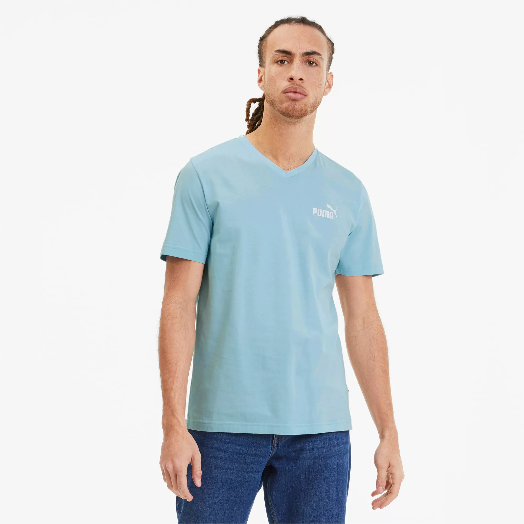 PUMA Essentials Herren V-Neck T-Shirt | Mit Aucun | Blau | Größe: M günstig online kaufen