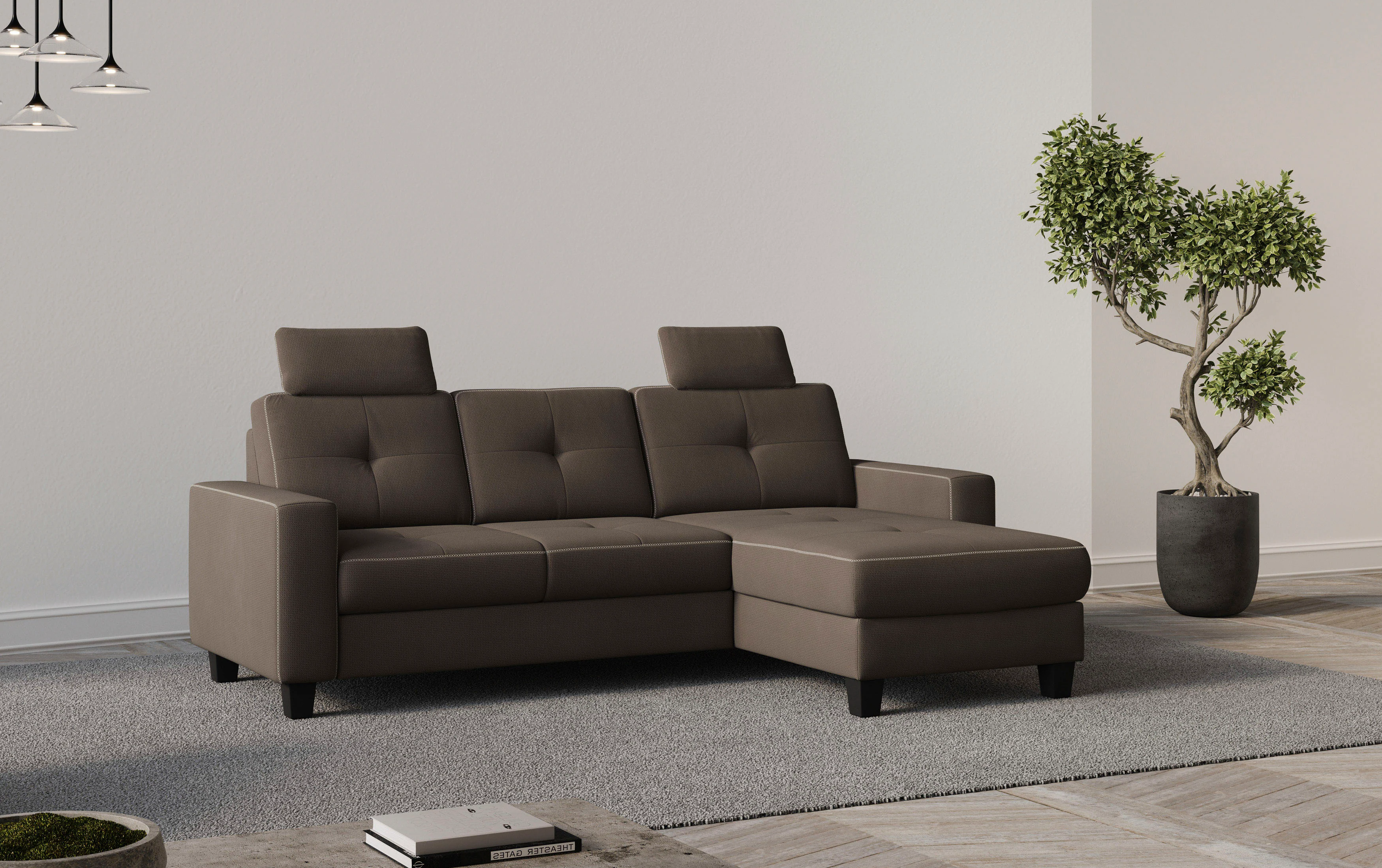 Places of Style Ecksofa "Varese L-Form", Kreuznaht in beige günstig online kaufen