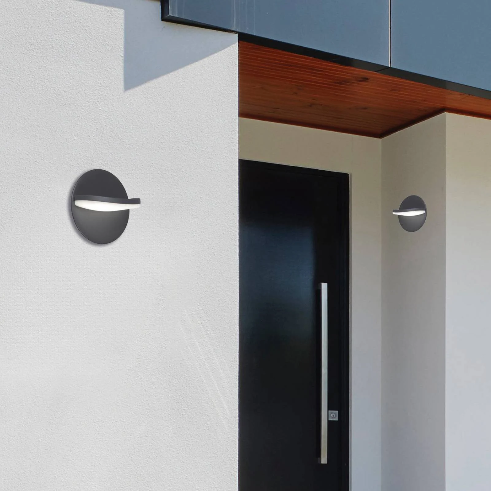 LED-Außenwandlampe Letty, dunkelgrau, Ø 18 cm, Metall, IP65 günstig online kaufen