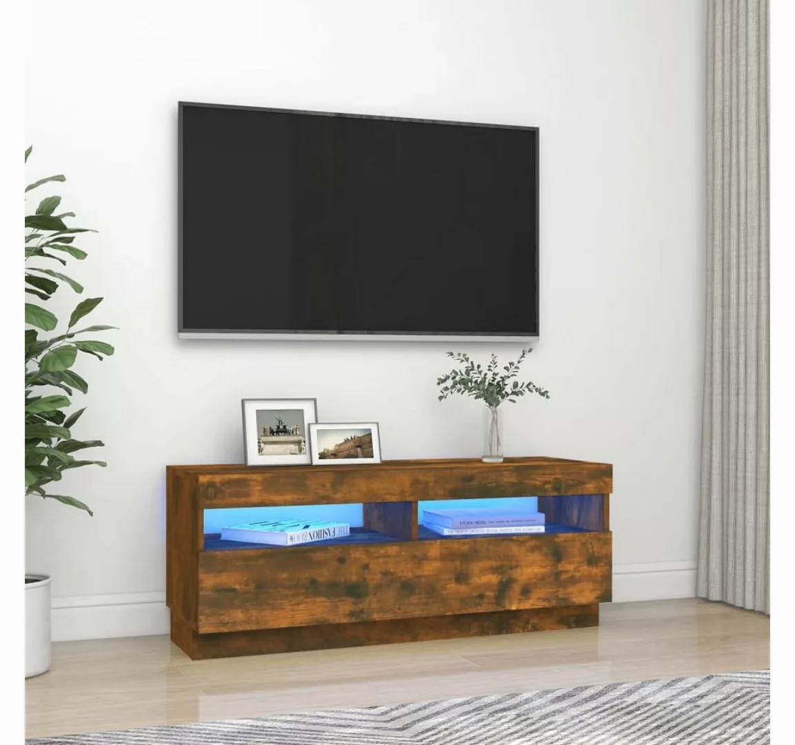 vidaXL TV-Schrank TV-Schrank mit LED Leuchten Räuchereiche 100x35x40 cm TV- günstig online kaufen