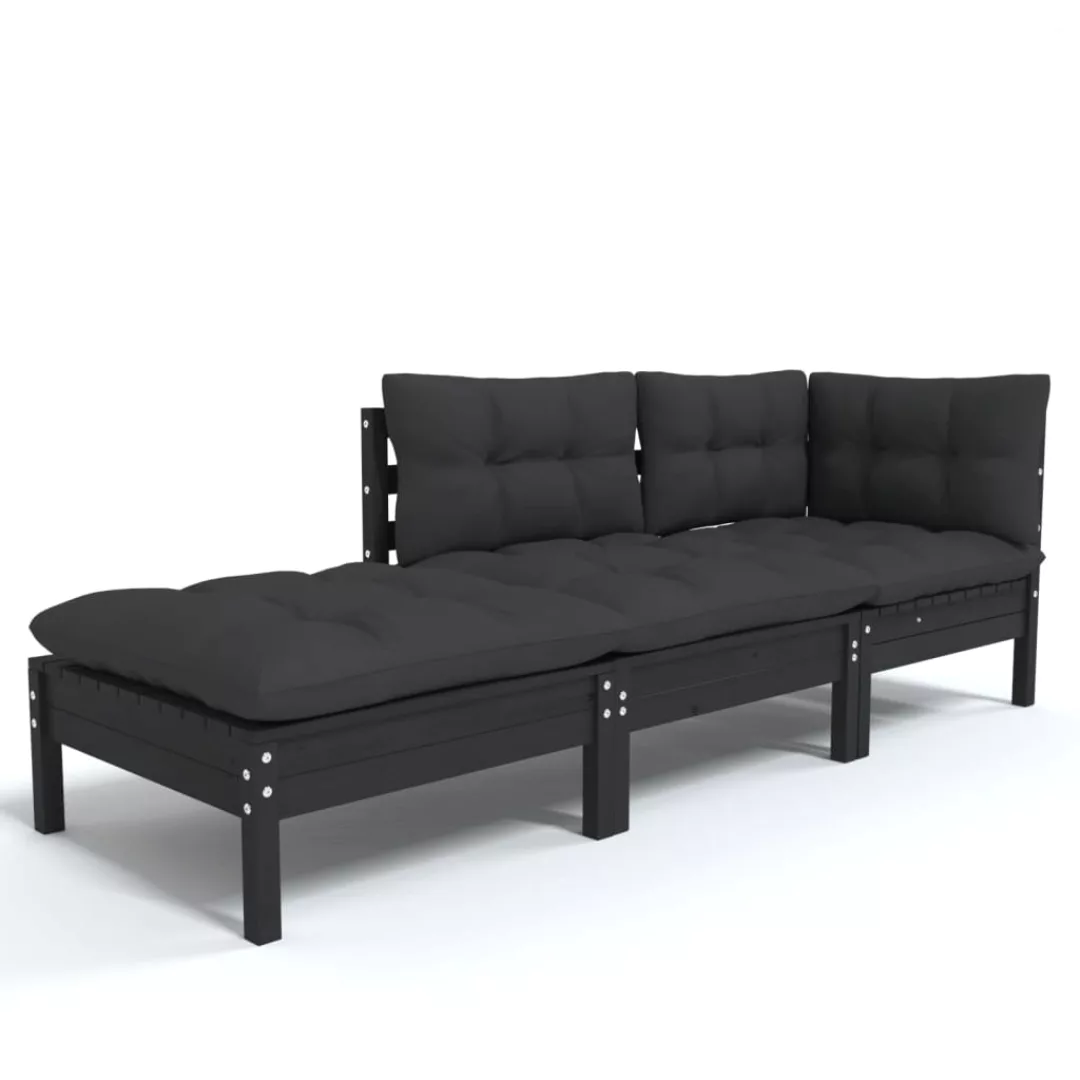 3-tlg. Garten-lounge-set Mit Kissen Massivholz Kiefer günstig online kaufen