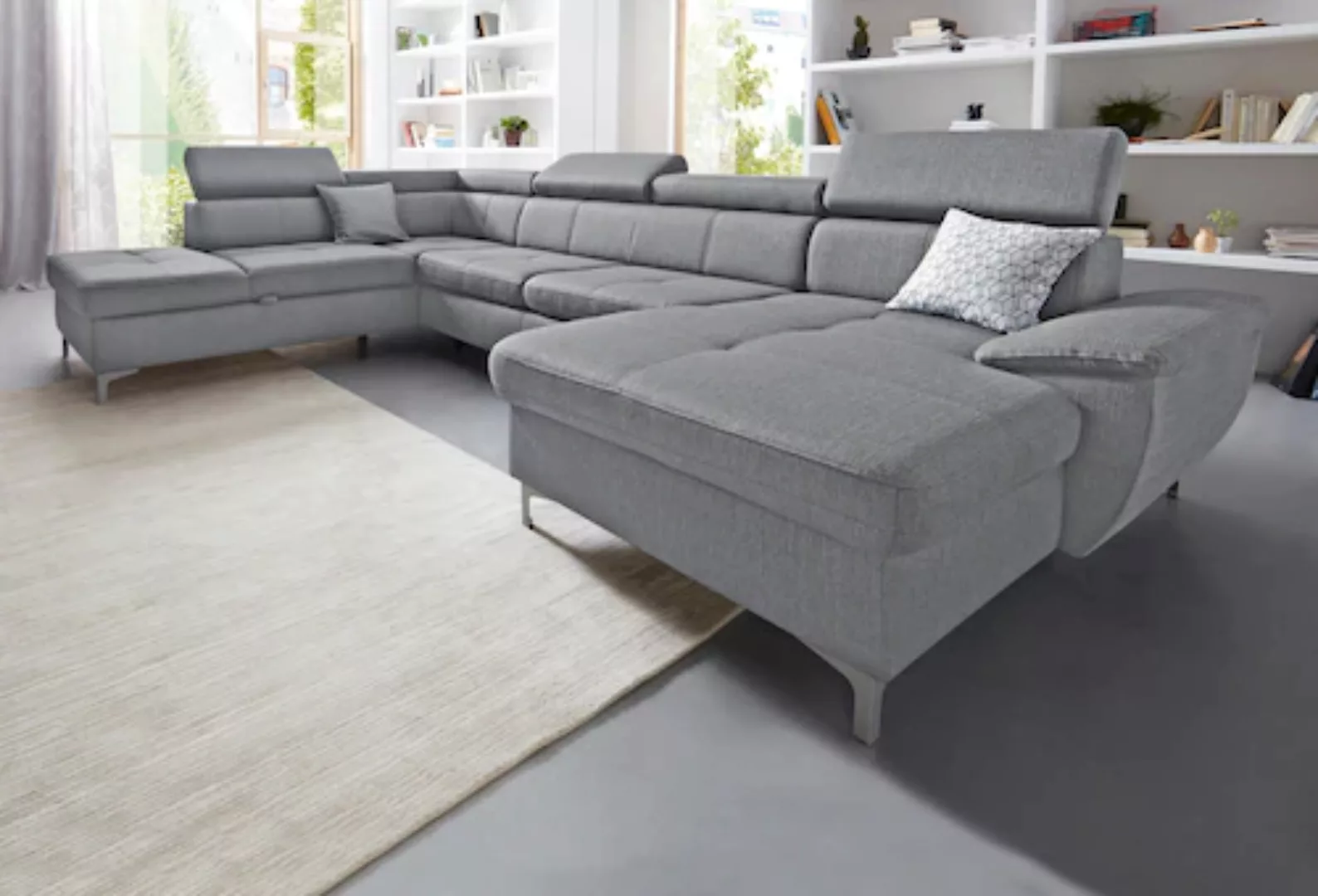 exxpo - sofa fashion Wohnlandschaft "Azzano, U-Form", wahlweise mit Bettfun günstig online kaufen