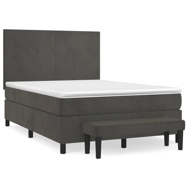 furnicato Bett Boxspringbett mit Matratze Dunkelgrau 140x190 cm Samt günstig online kaufen