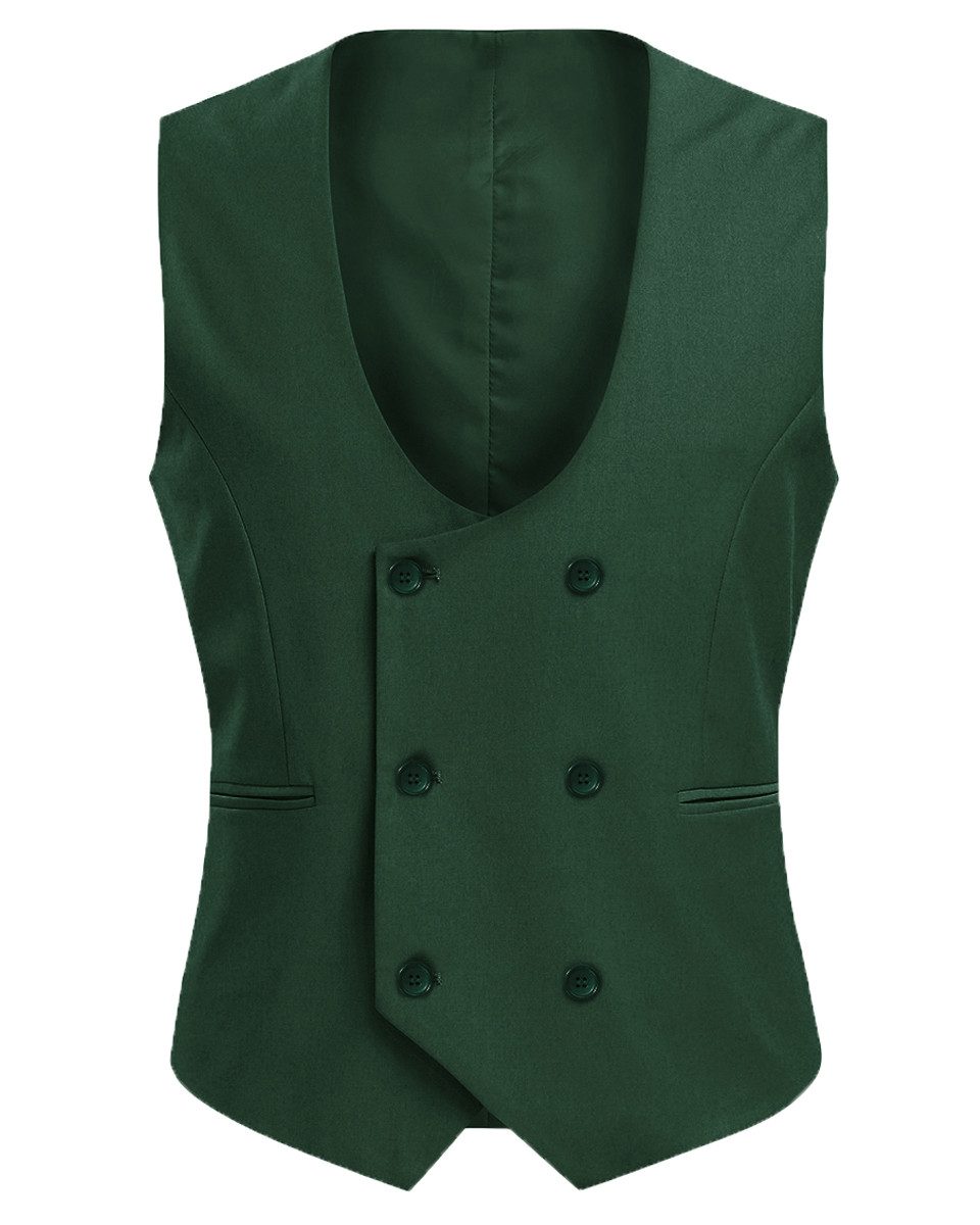 Allthemen Anzugweste mit U-Ausschnitt zweireihige Hochzeitsweste günstig online kaufen