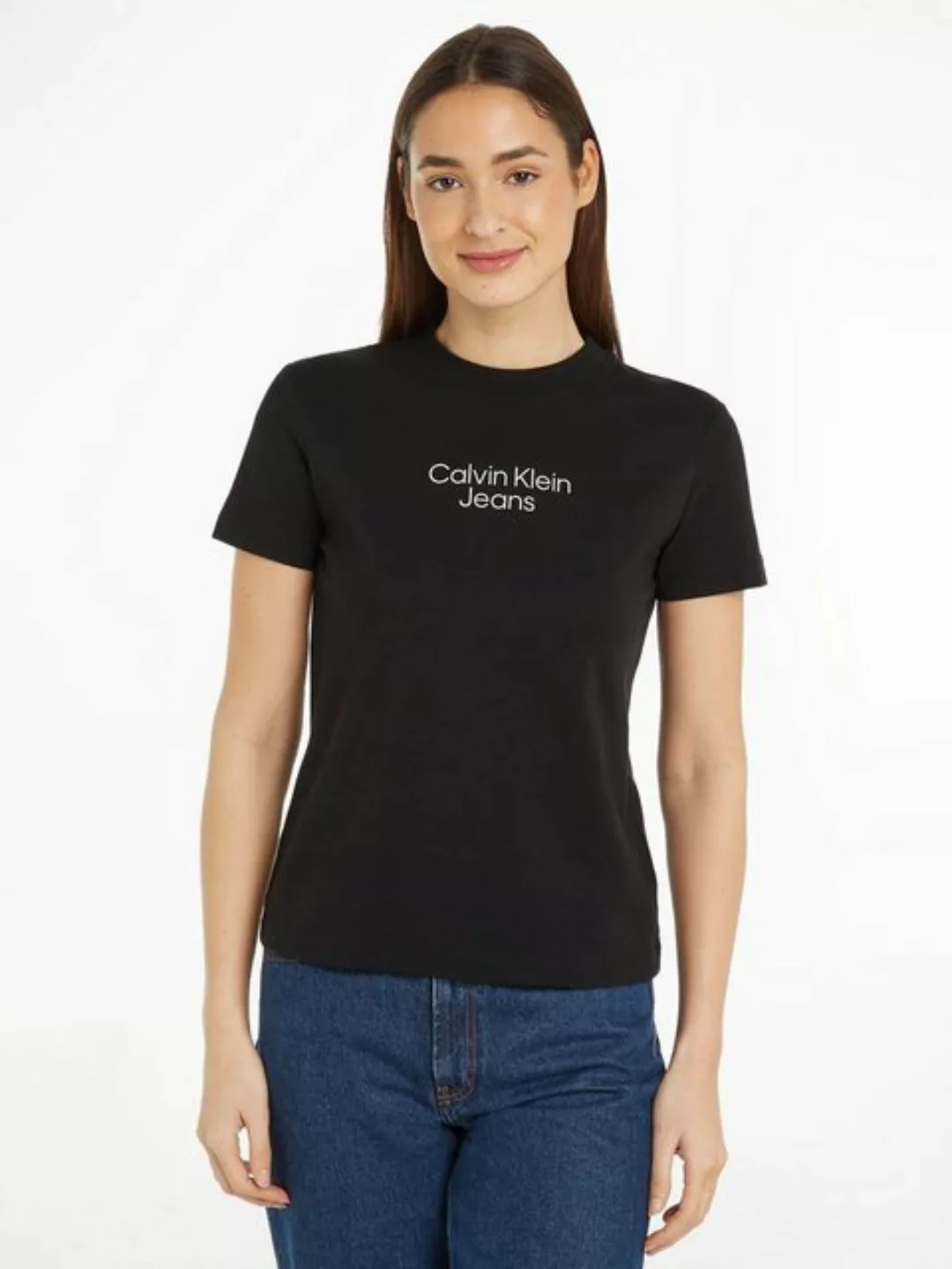 Calvin Klein Jeans T-Shirt STACKED INSTITUTIONAL REG TEE mit Logoschriftzug günstig online kaufen