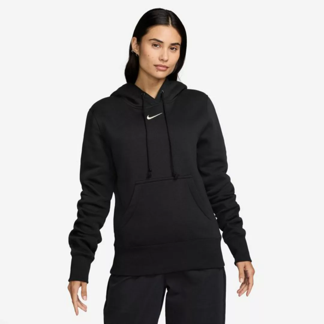 Nike Kurzarmshirt NSW Phoenix Fleece - Damen Hoodie - Black/White günstig online kaufen