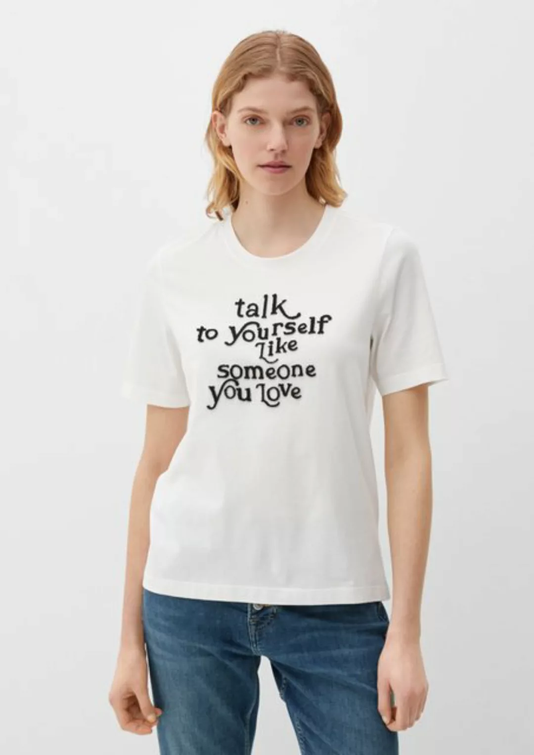 s.Oliver Kurzarmshirt T-Shirt mit Flockprint günstig online kaufen