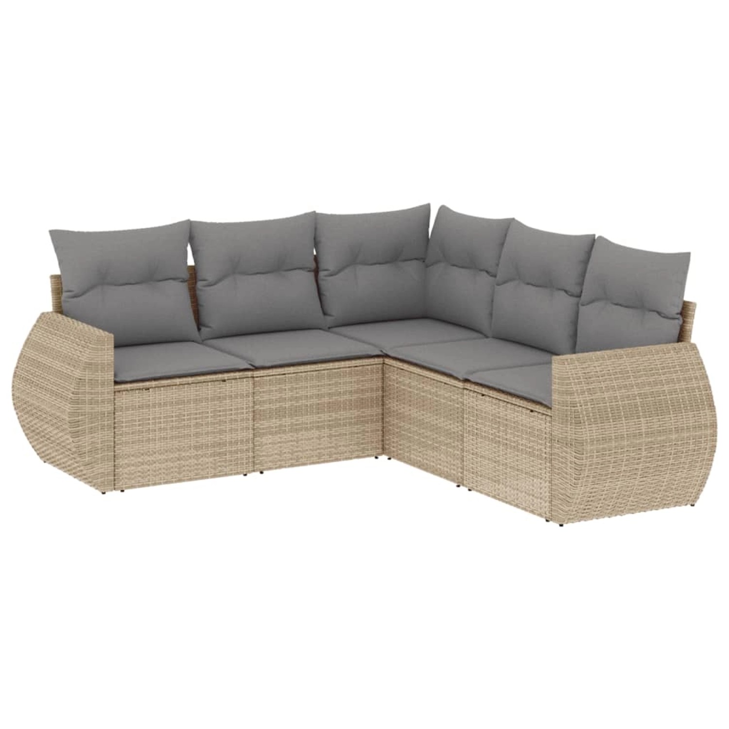 vidaXL 5-Tlg Garten-Sofagarnitur mit Kissen Beige Poly Rattan 3221348 günstig online kaufen