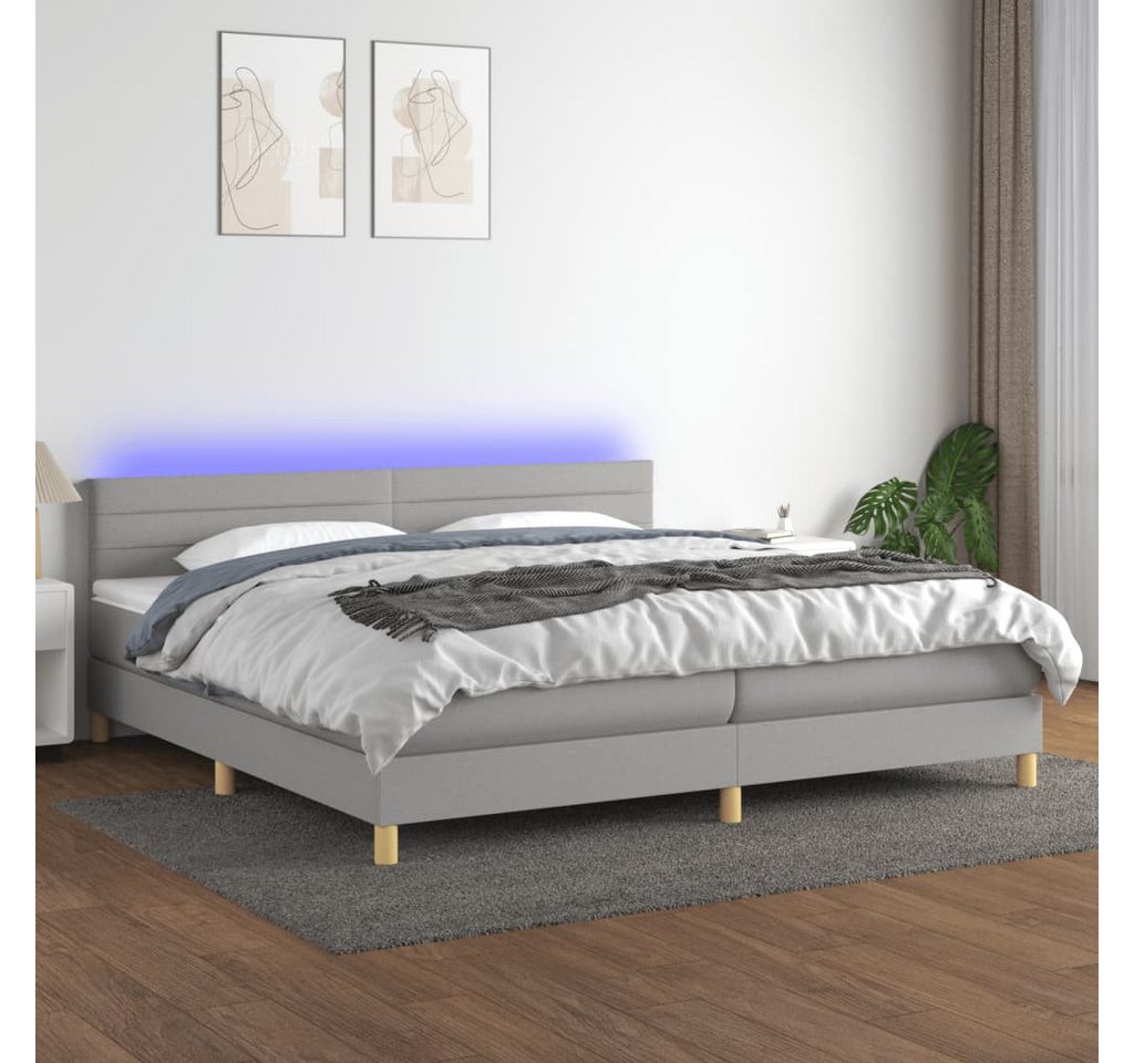 vidaXL Boxspringbett Boxspringbett mit Matratze LED Hellgrau 200x200 cm Sto günstig online kaufen