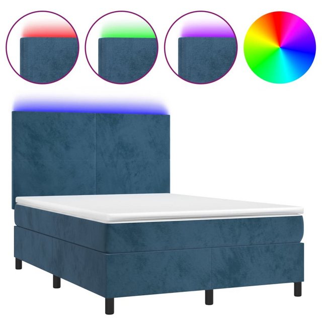 vidaXL Boxspringbett Boxspringbett mit Matratze & LED Samt (140 x 190 cm, B günstig online kaufen