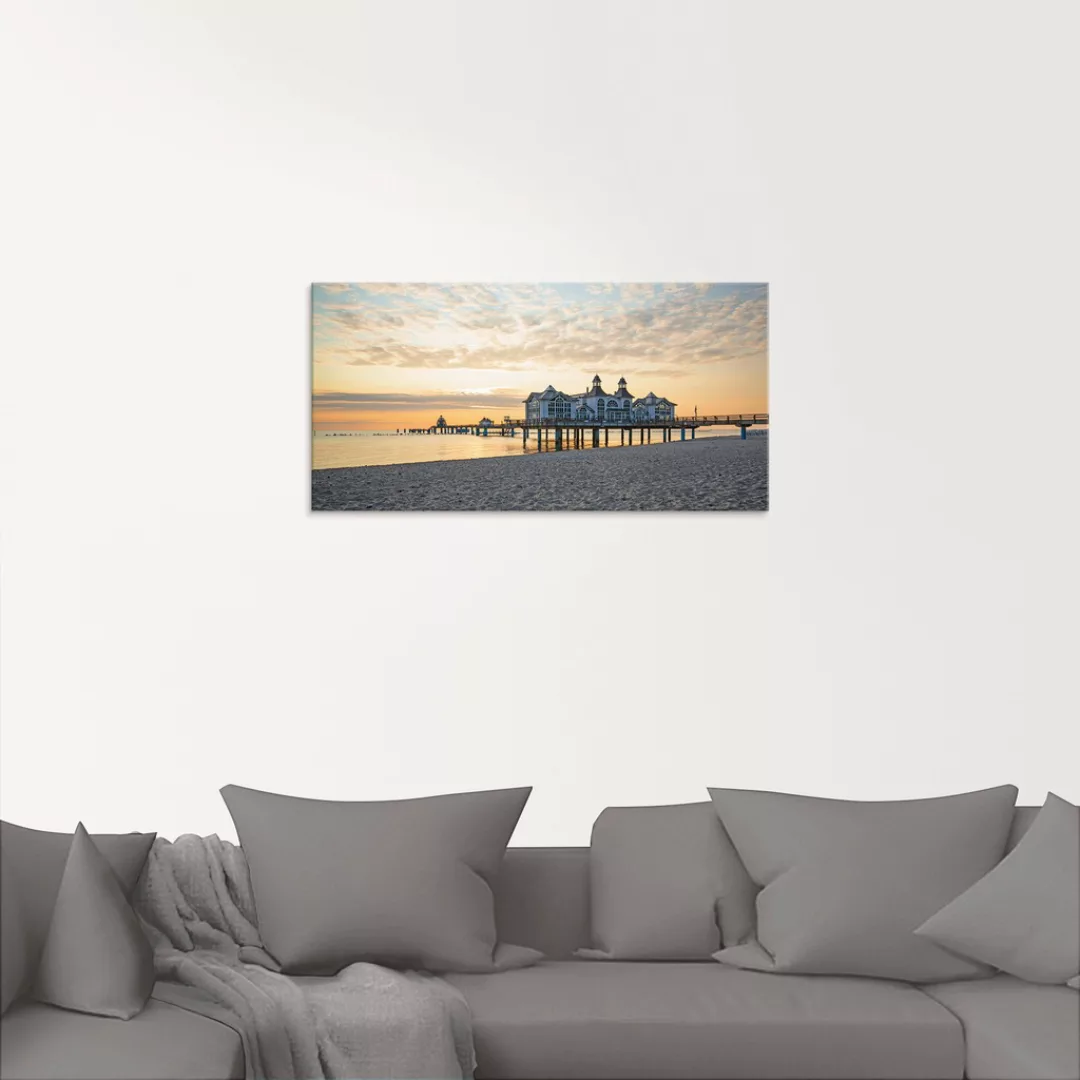 Artland Glasbild "Seebrücke Sellin bei Sonnenaufgang", Strand, (1 St.), in günstig online kaufen
