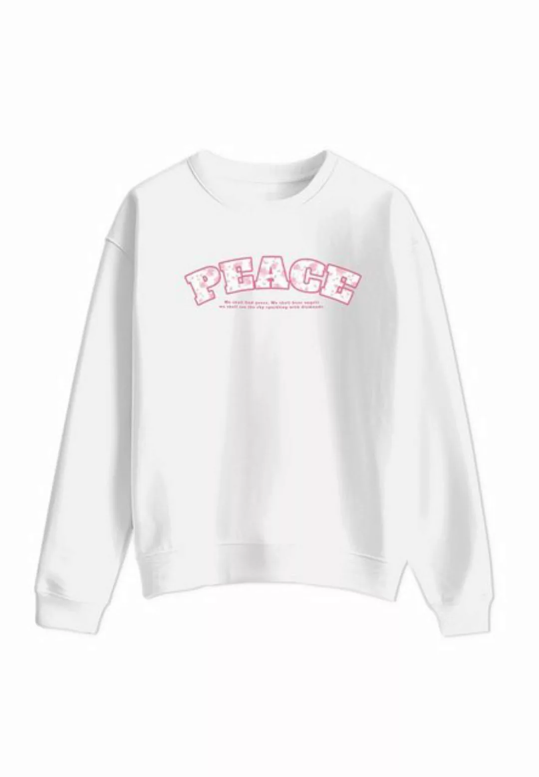 Novux Sweater Floral PEACE Damen Sweatshirt Farbe Weiß (1-tlg) aus Baumwoll günstig online kaufen